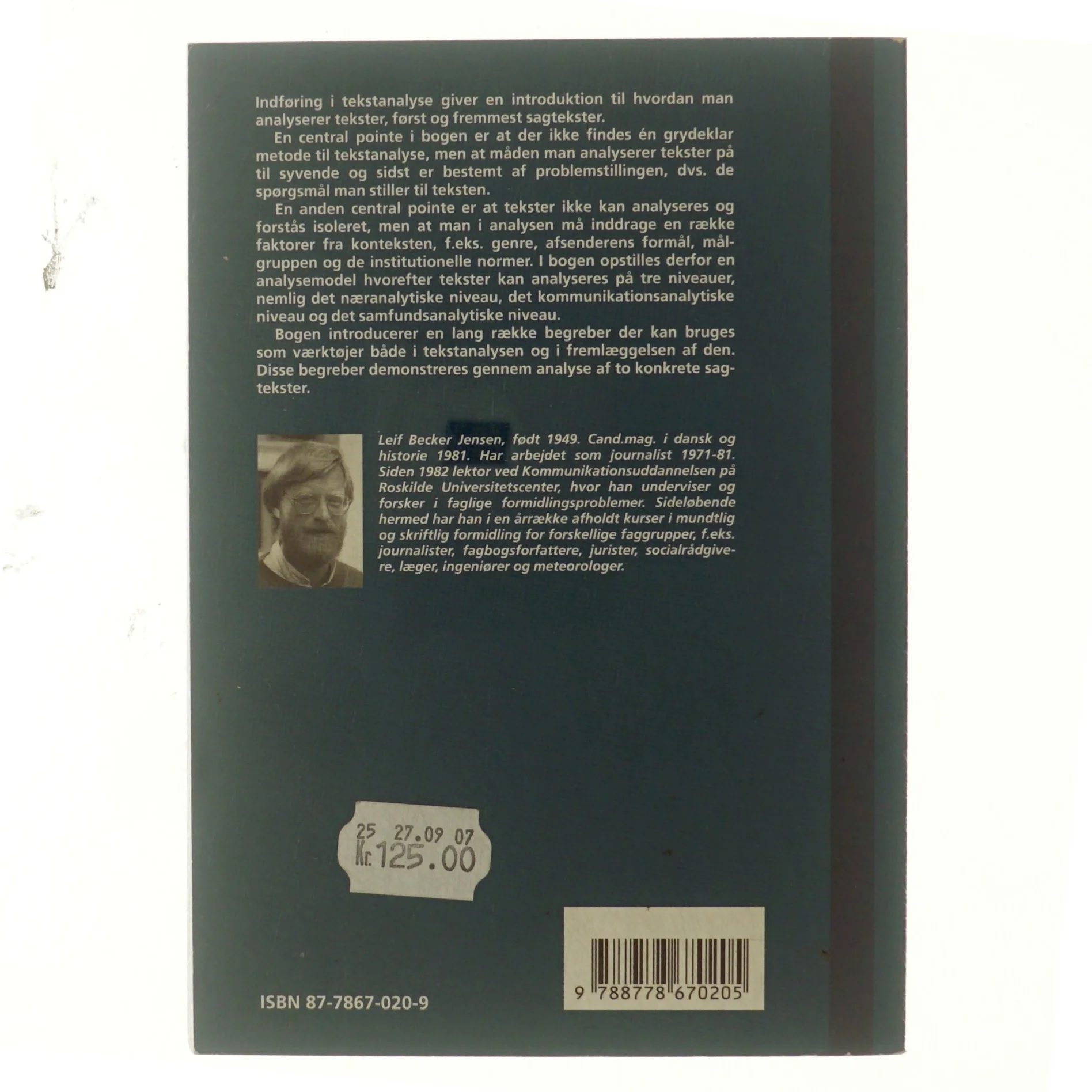 Indføring i tekstanalyse af Leif Becker Jensen (Bog)