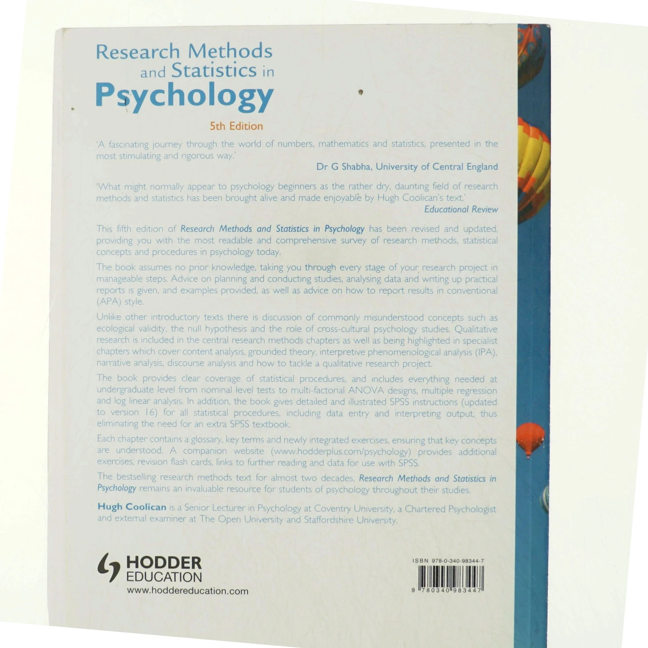 Research methods and statistics in psychology (Bog)