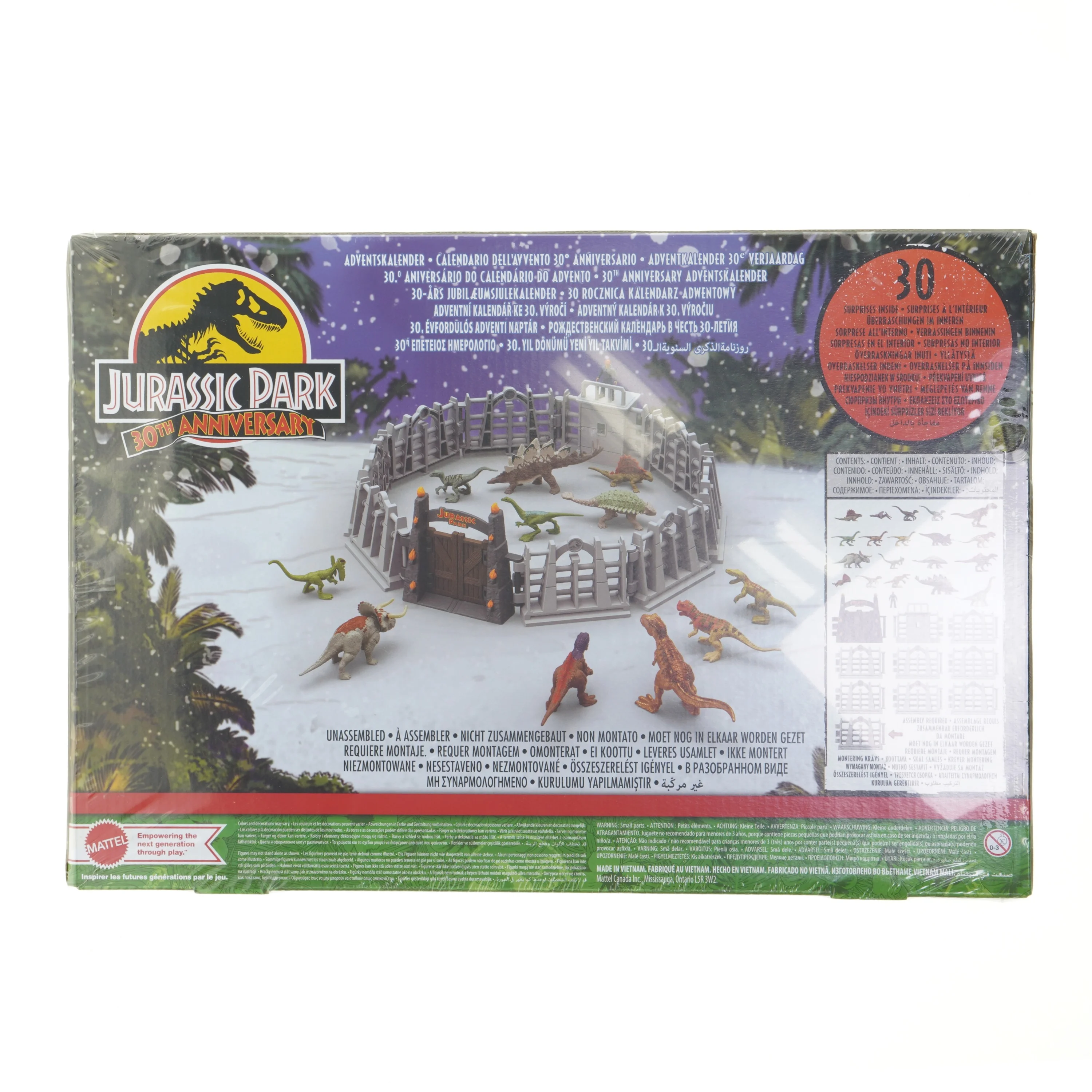 Jurassic Park 30-års jubilæums adventskalender fra Jurassic World (str. 30x44x6 cm)