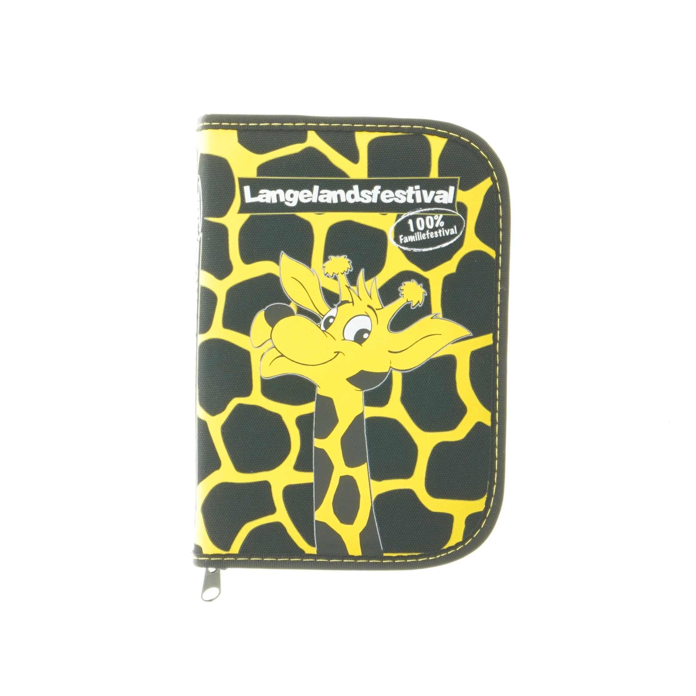 Sammenklappelig pung med girafmotiv fra Langelandsfestival (str. 19x13x2,5 cm)
