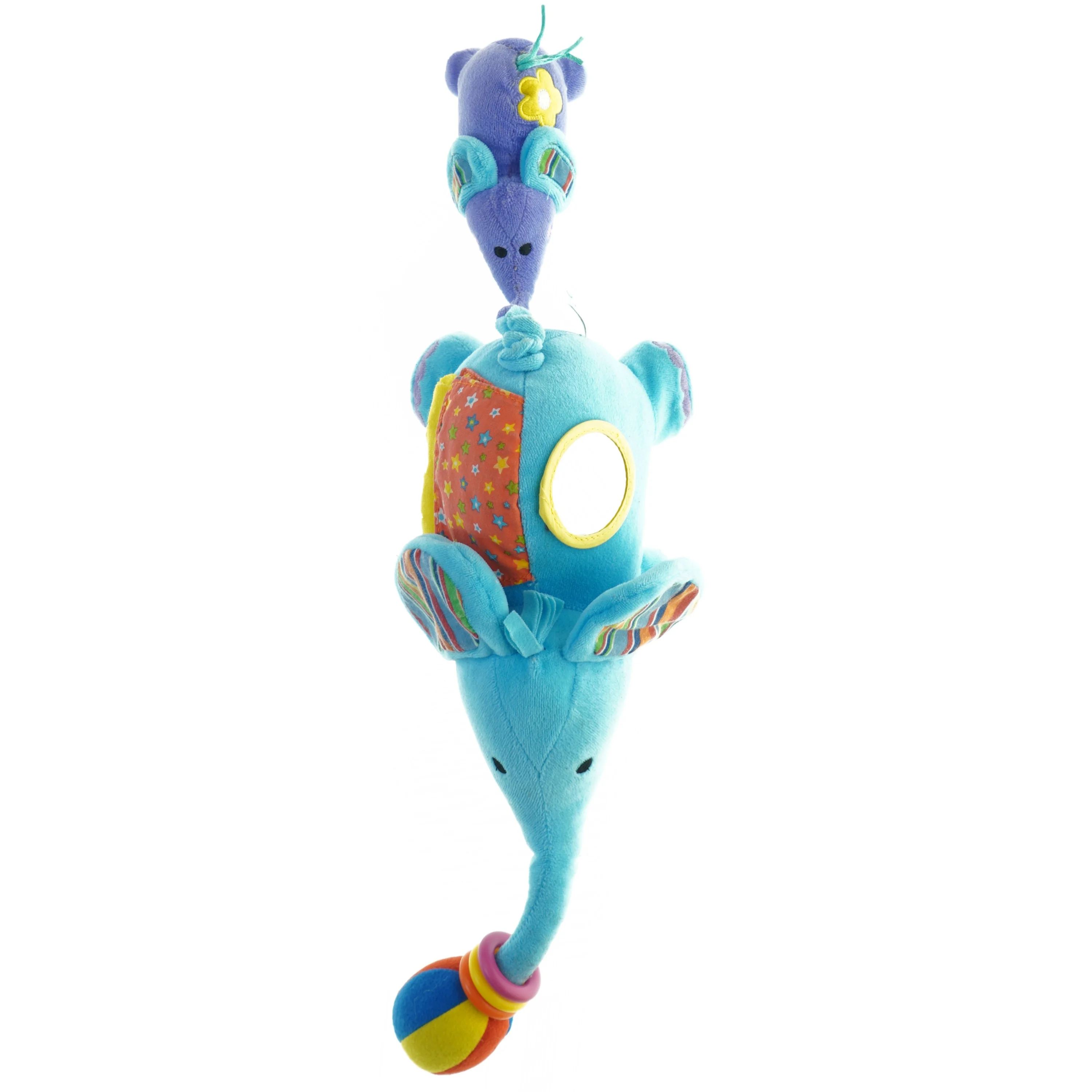 Blå elefant plys legetøj med baby (str. Totallængde. 53 cm)