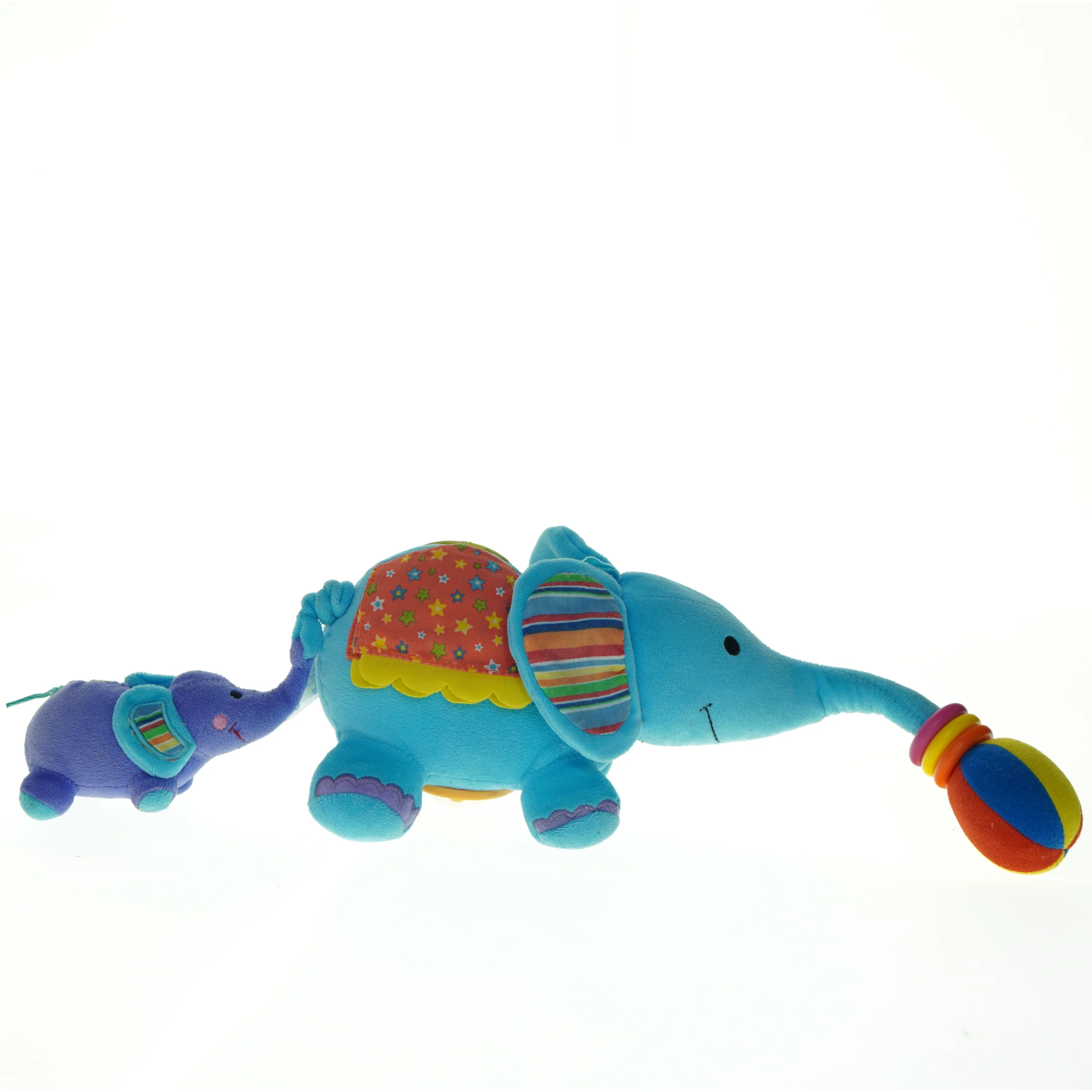 Blå elefant plys legetøj med baby (str. Totallængde. 53 cm)