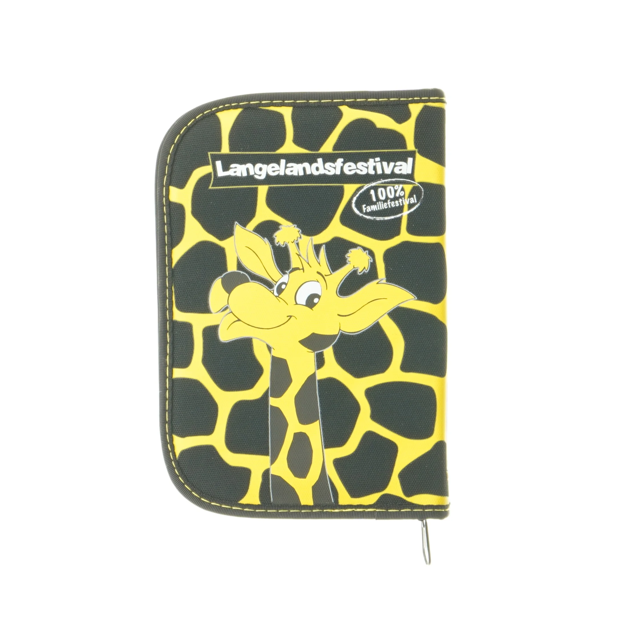 Gul giraff penalhus fra Langelandsfestival (str. 19x13x2,5 cm)