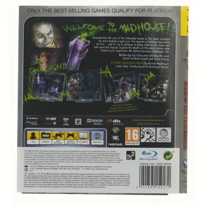 Batman: Arkham Asylum (GOTY) til PS3 – I plastlomme