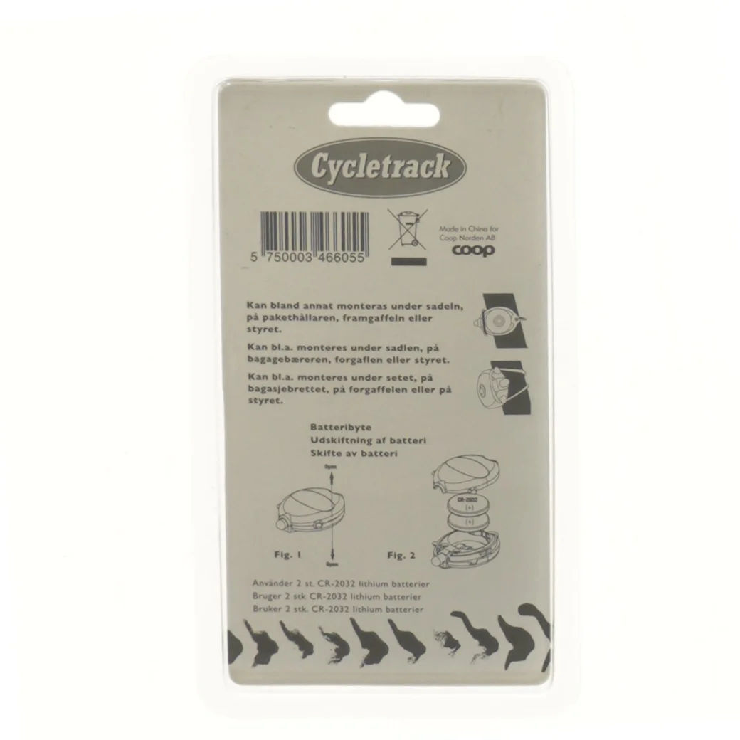 Cykellygter sæt fra Coop (str. 20x12 cm)