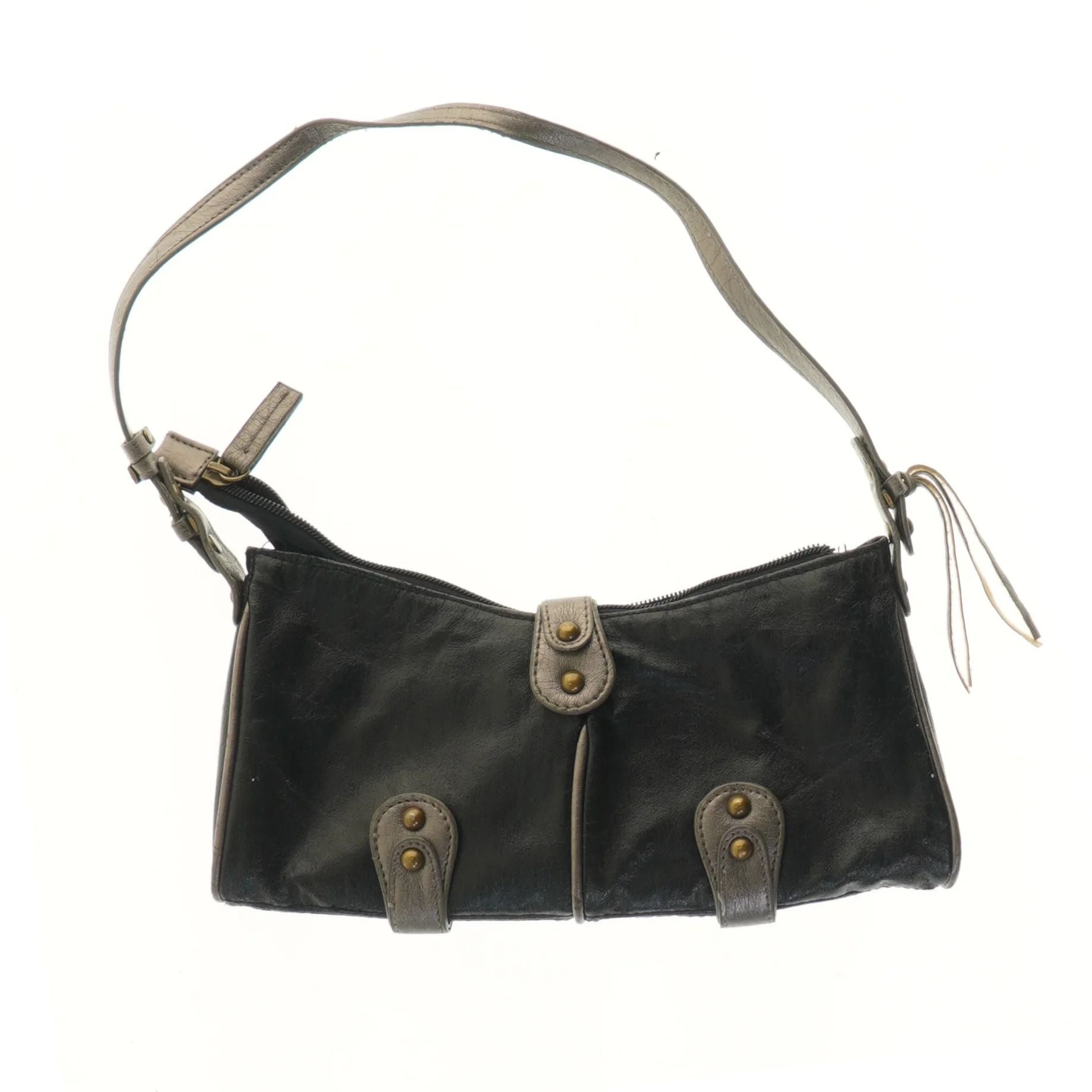 Sort skuldertaske med rem fra Miaow (str. 13x2,5x27 cm)