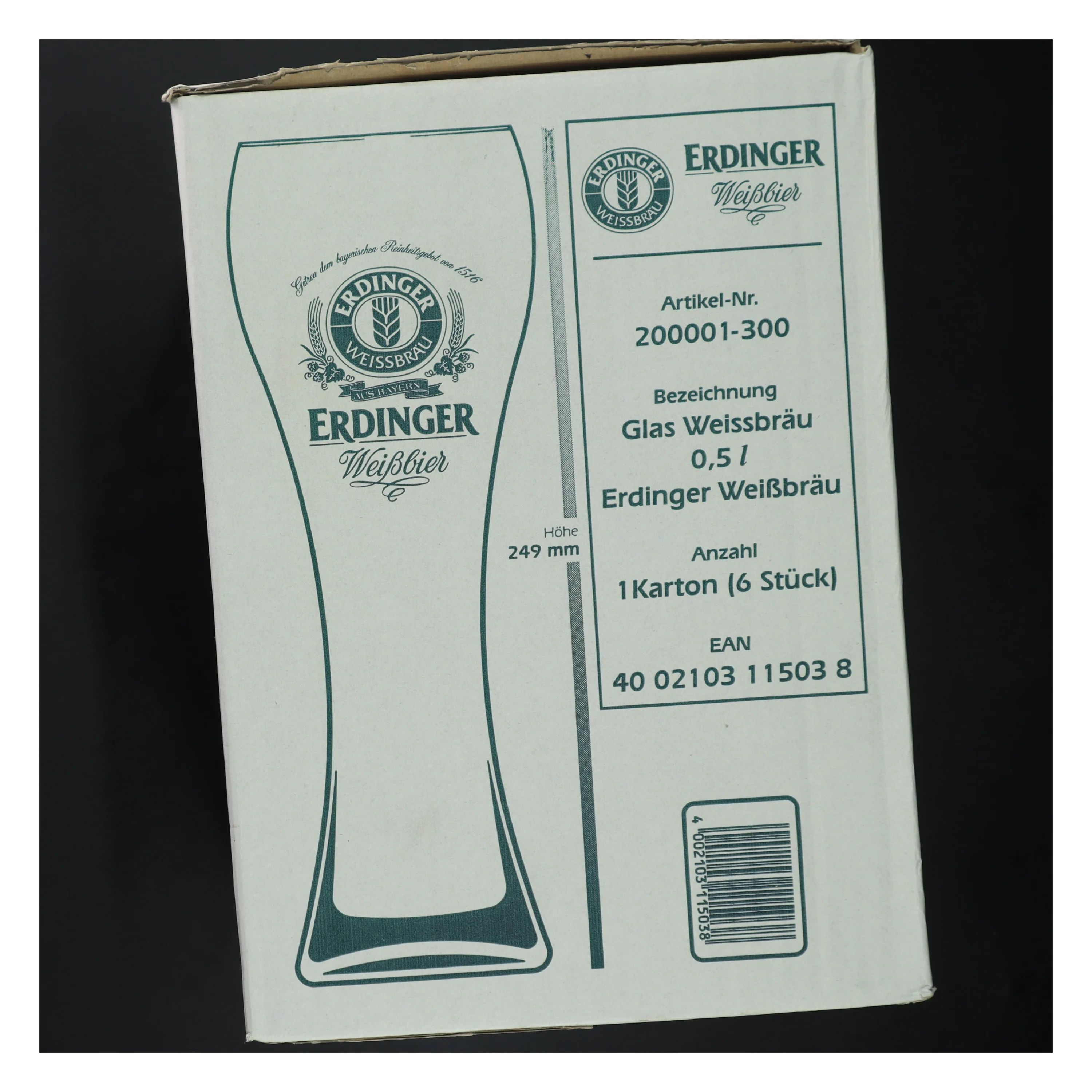 Erdinger Weissbier glas sæt (str. 6 styk, 25 cm)