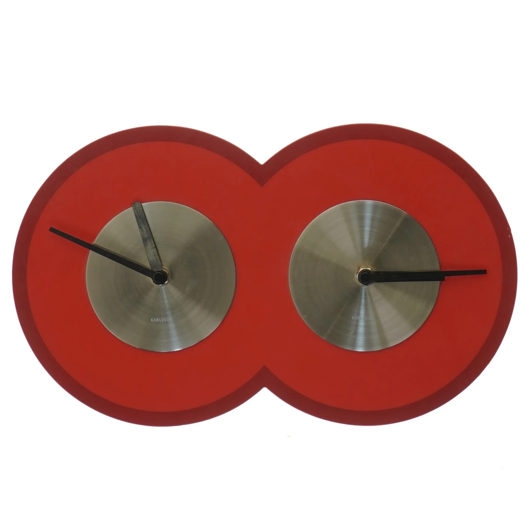 Dobbelt ur med rød ramme fra Karlsson (str. 33x20 cm)