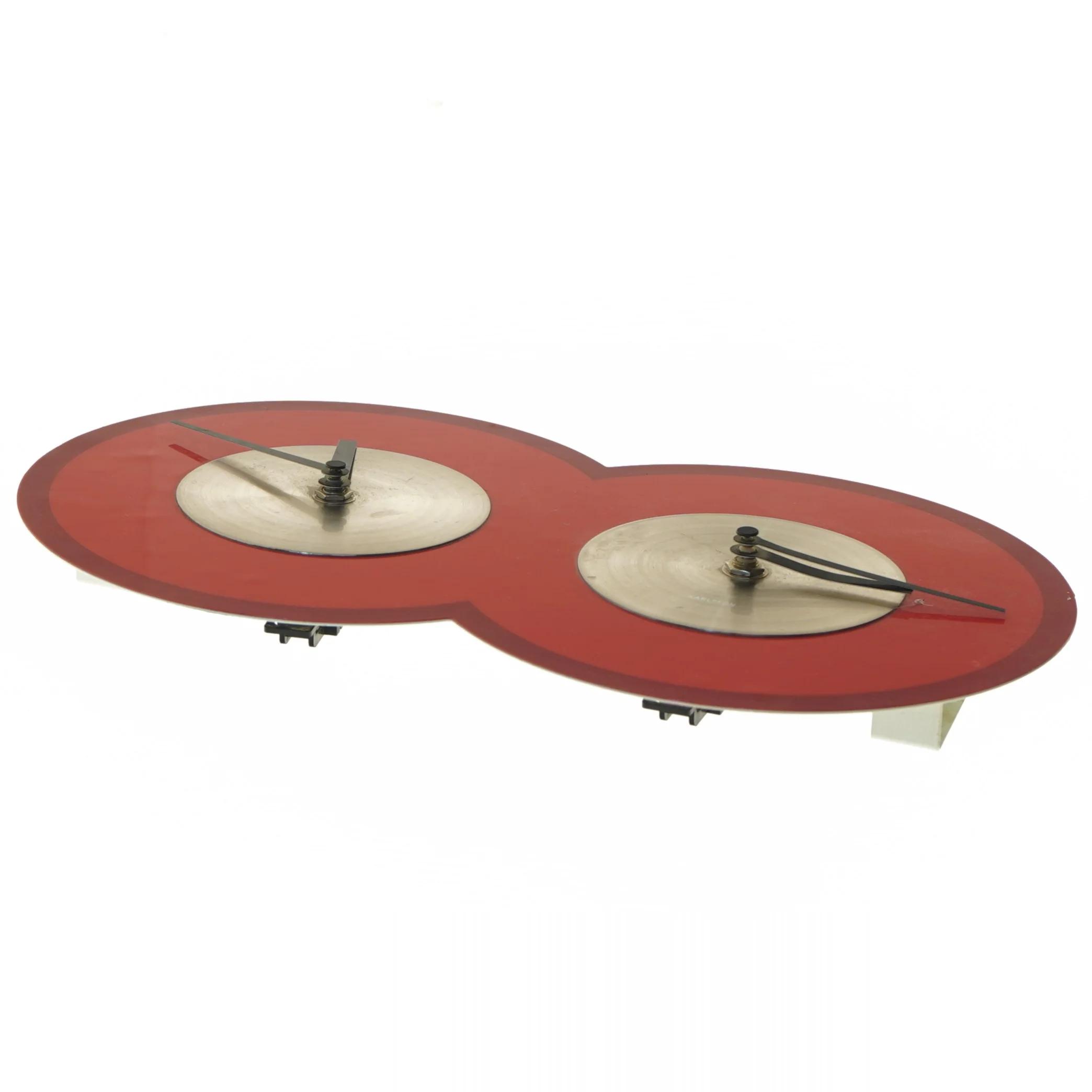 Dobbelt ur med rød ramme fra Karlsson (str. 33x20 cm)