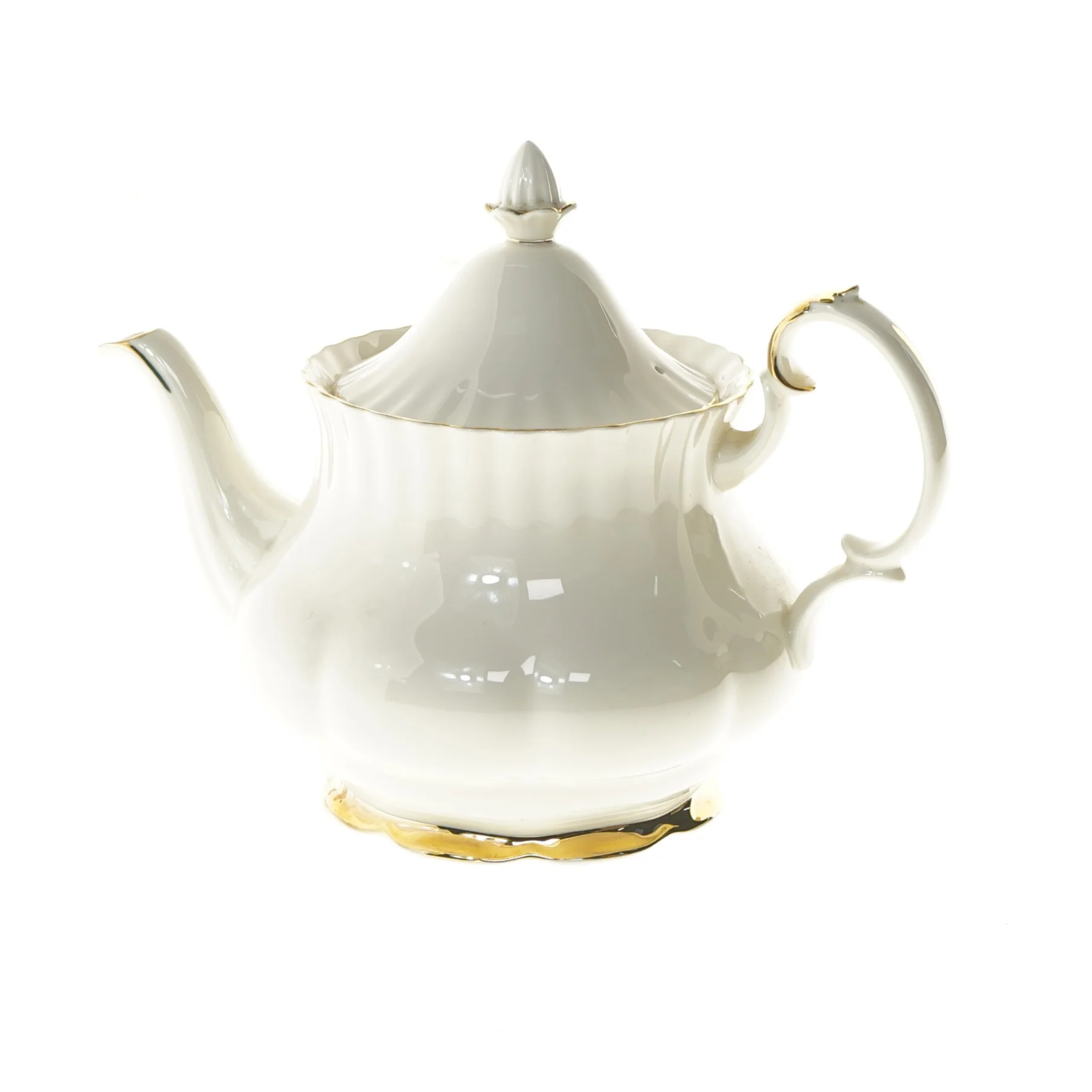 Porcelæns tekande med guld kant fra Royal Albert (str. Ø 16x20 cm)