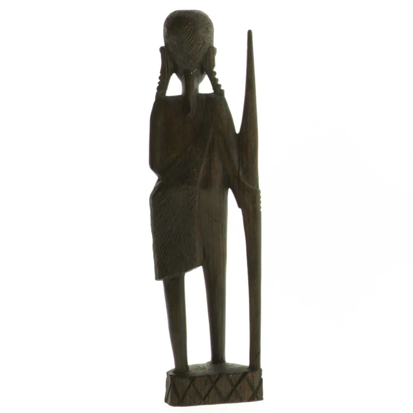 Træfigur af kvinde med spyd (str. 18,5 cm)