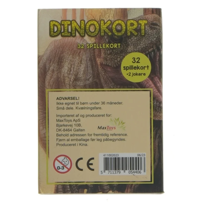 Dinosaur spillekort fra Max Toys (str. 10x7 cm)