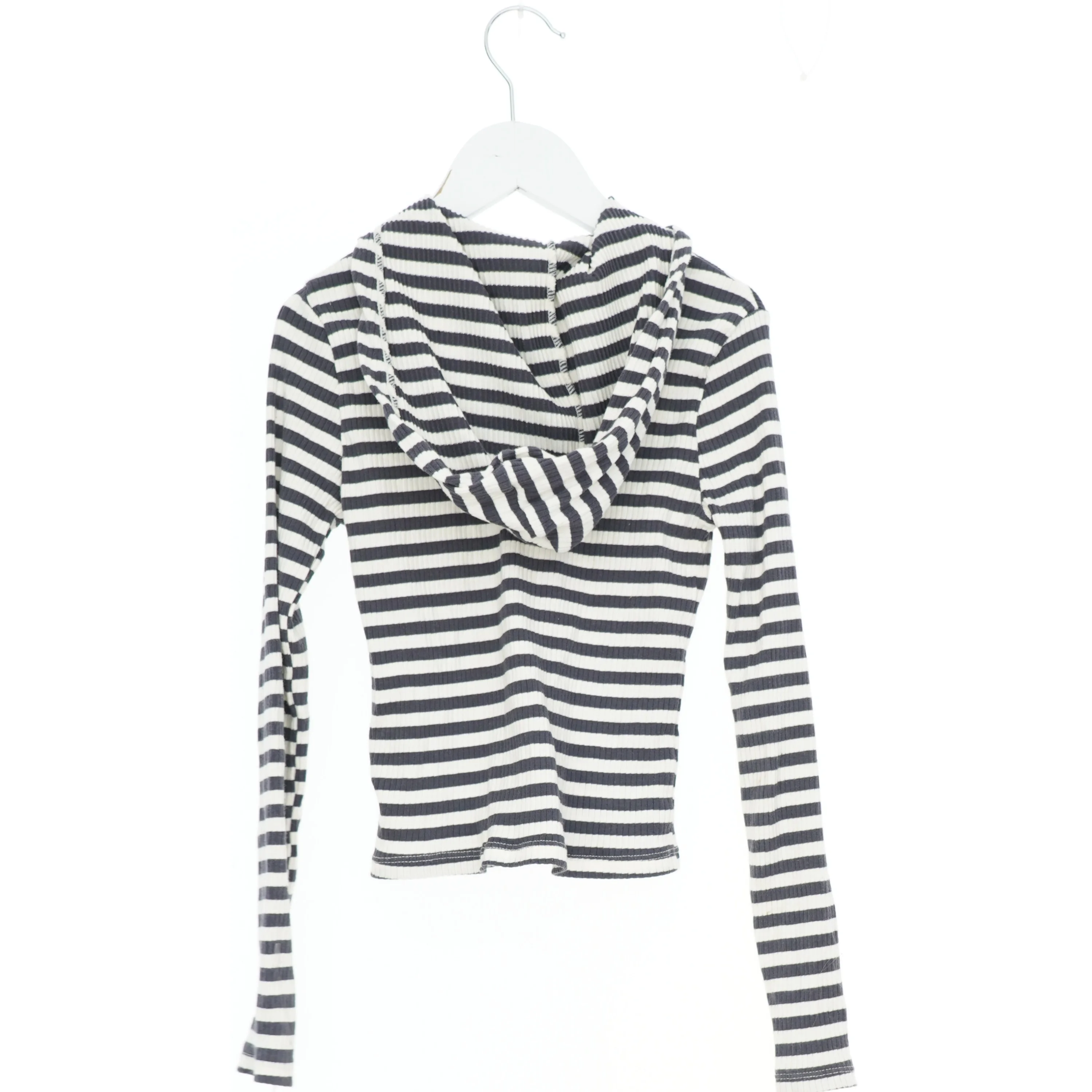 Stribet hættetrøje med lynlås fra H&M (str. 140)