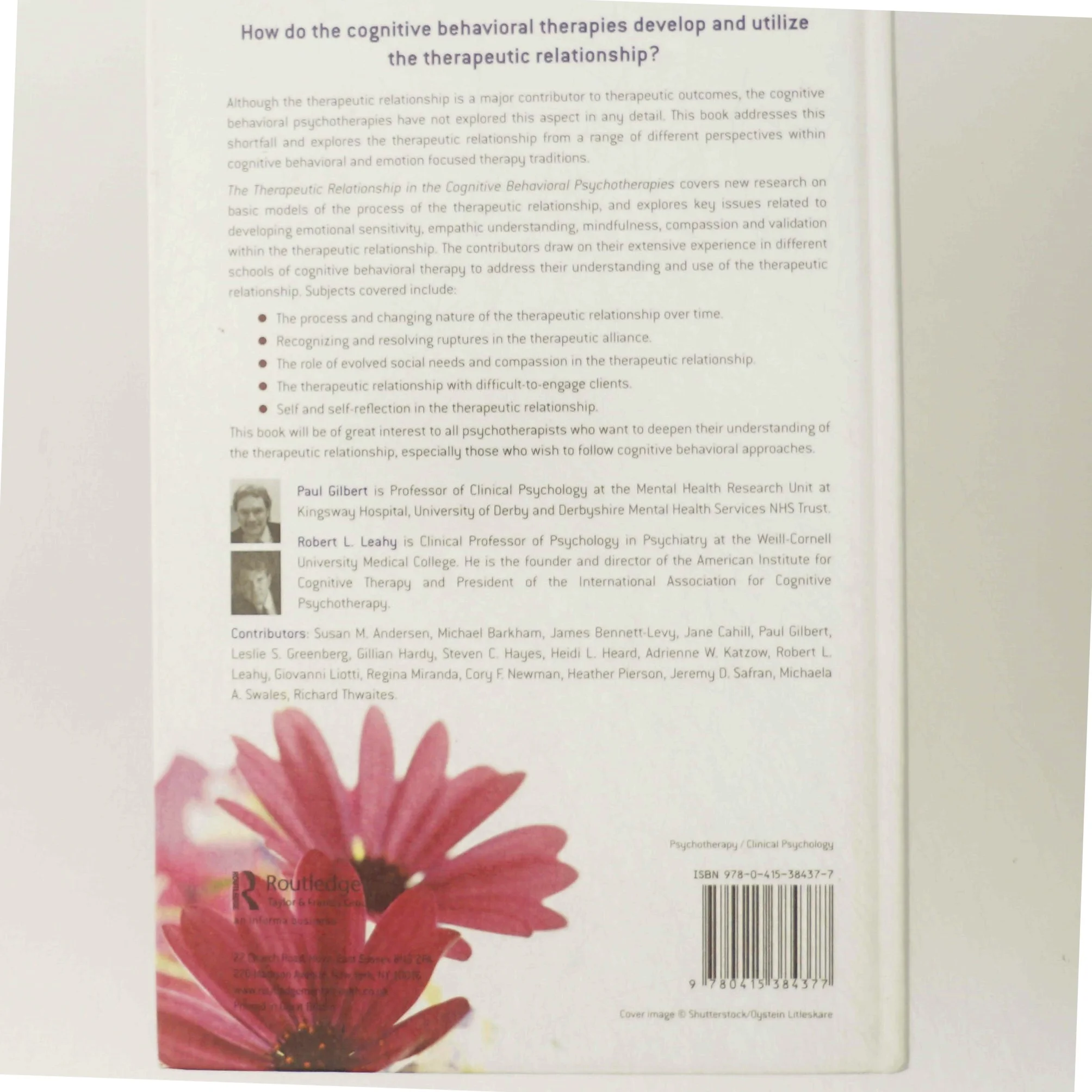 The therapeutic relationship in the cognitive behavioral psychotherapies (Bog)