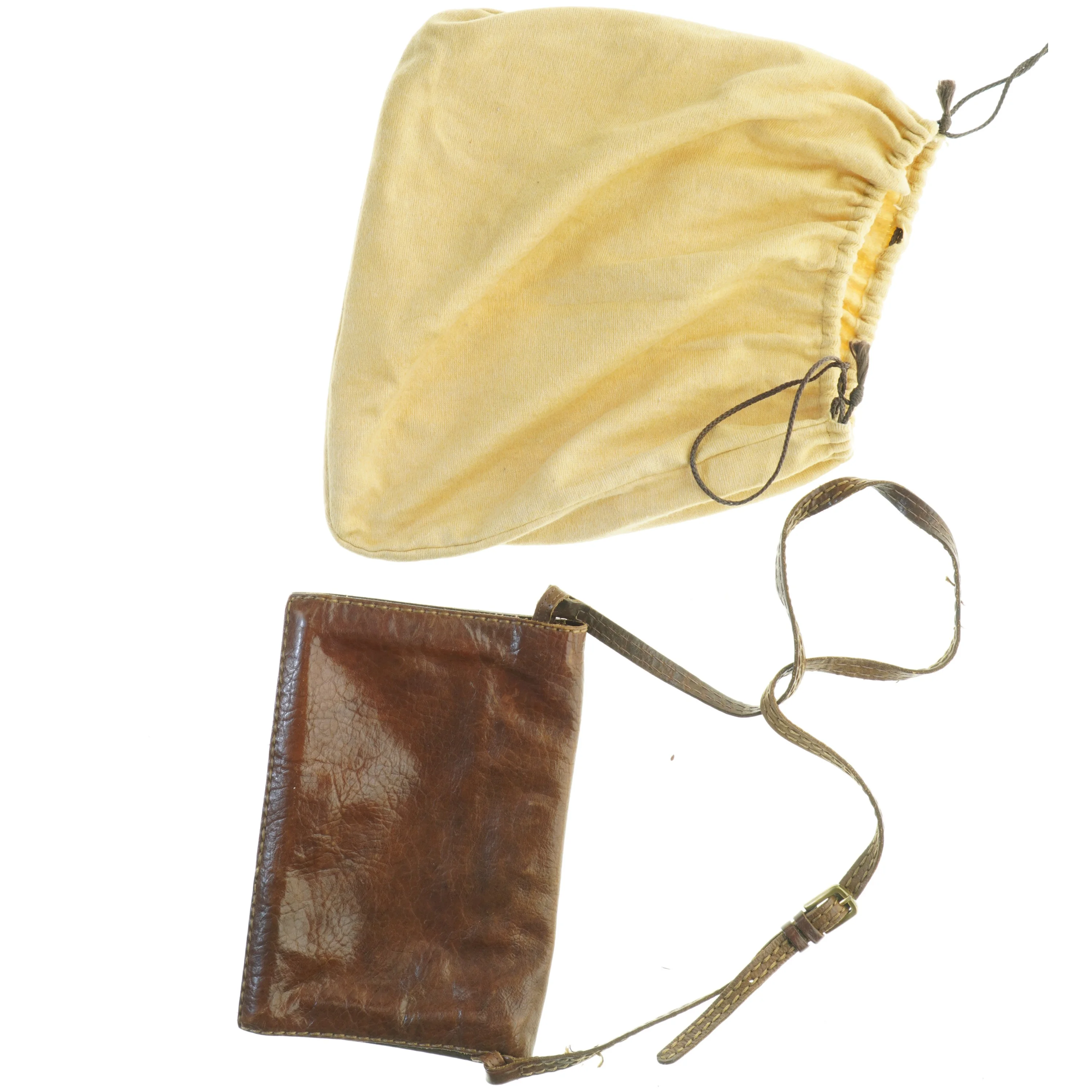 Læder pung med skulderrem fra Moriconelli (str. 20 x 28 cm)