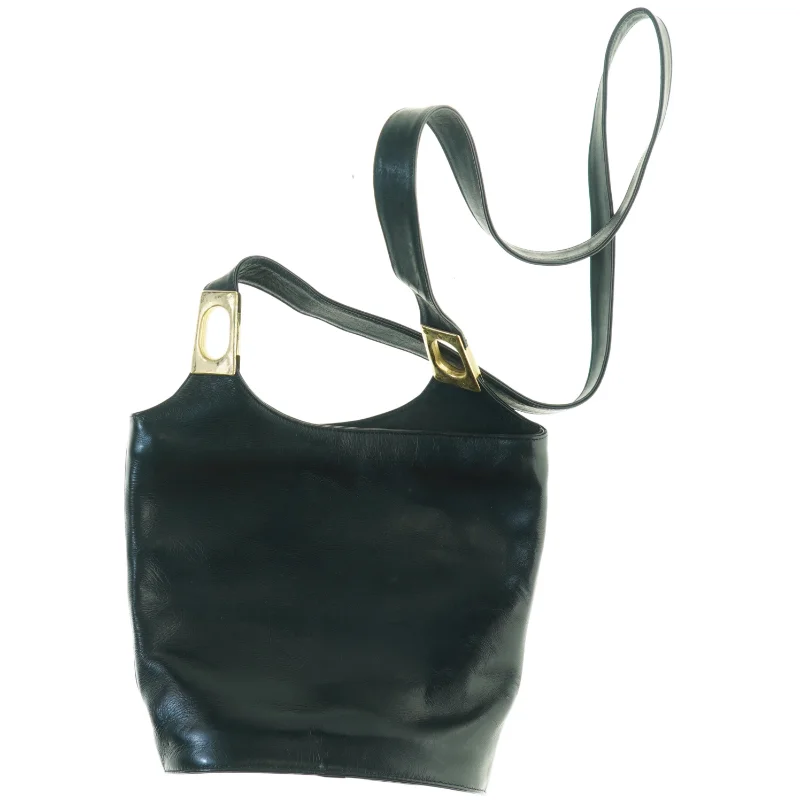 Sort læderhåndtaske (str. 25 x 23 cm)