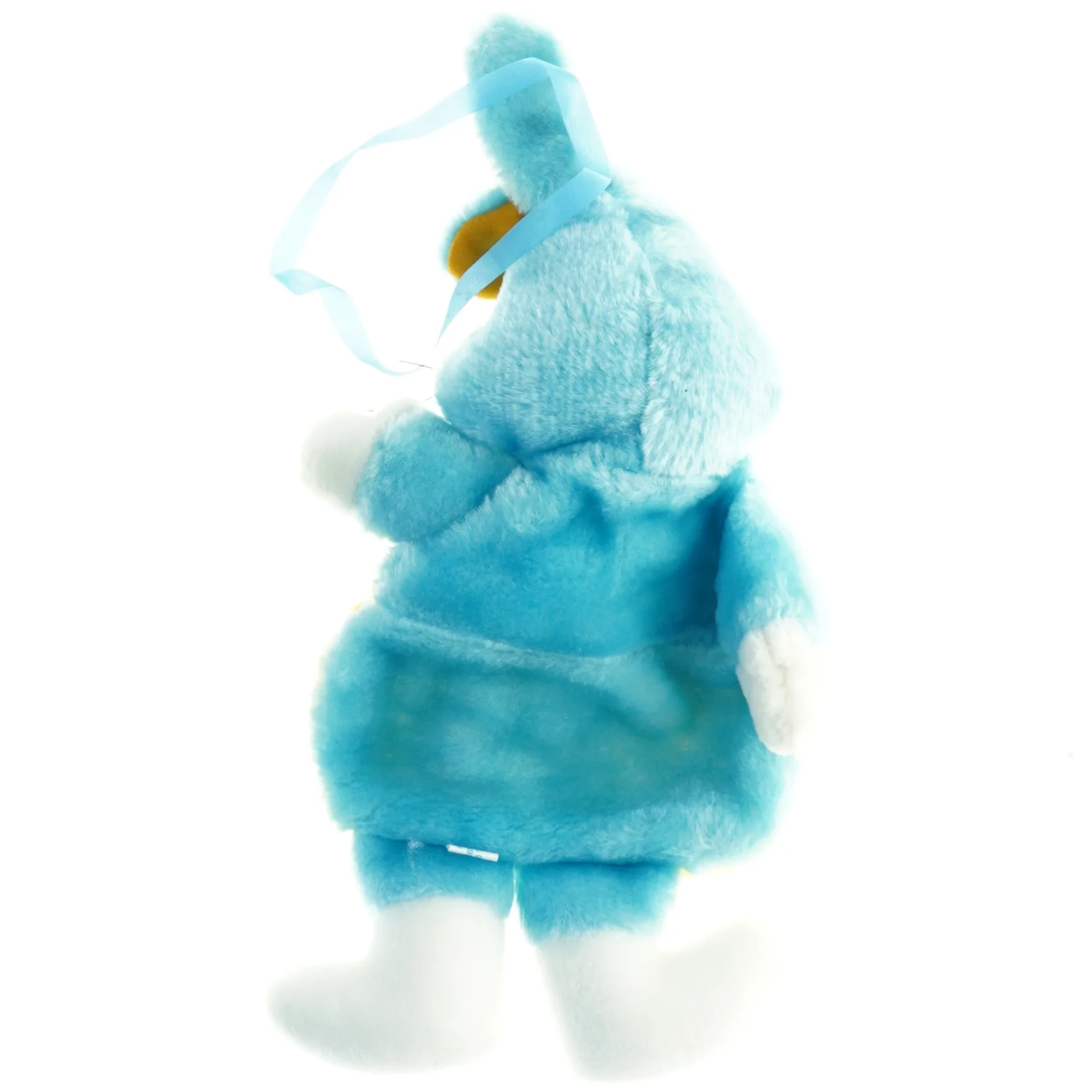 Blå påske plys kanin med dragt (str. 32 x 20 cm)