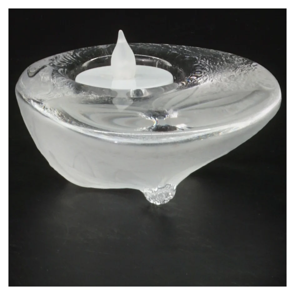 Mats Jonasson candle lantern made of crystal Glas lysestage med blomstermotiv (str. 12x10 cm)