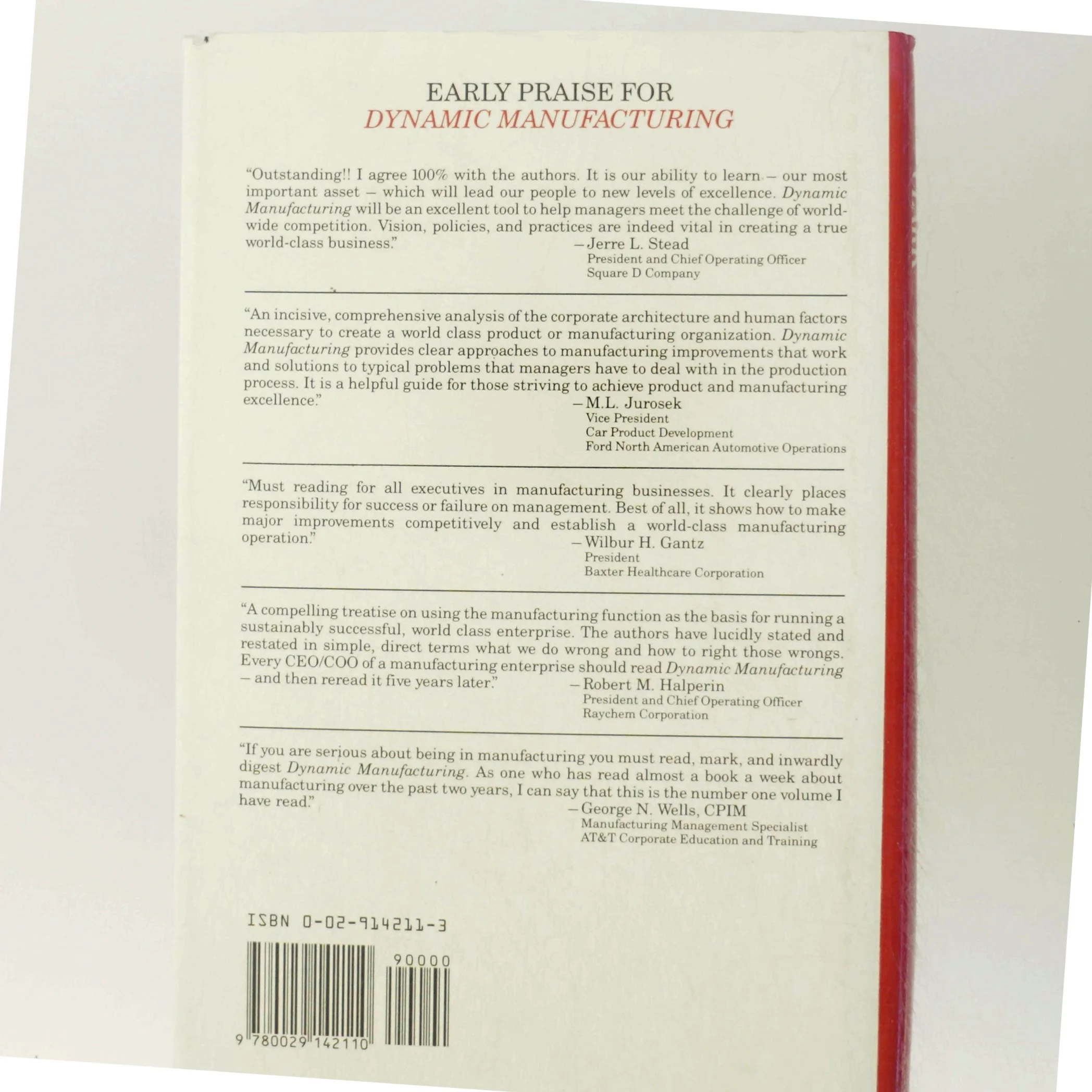 Dynamic manufacturing : creating the learning organization (Bog)