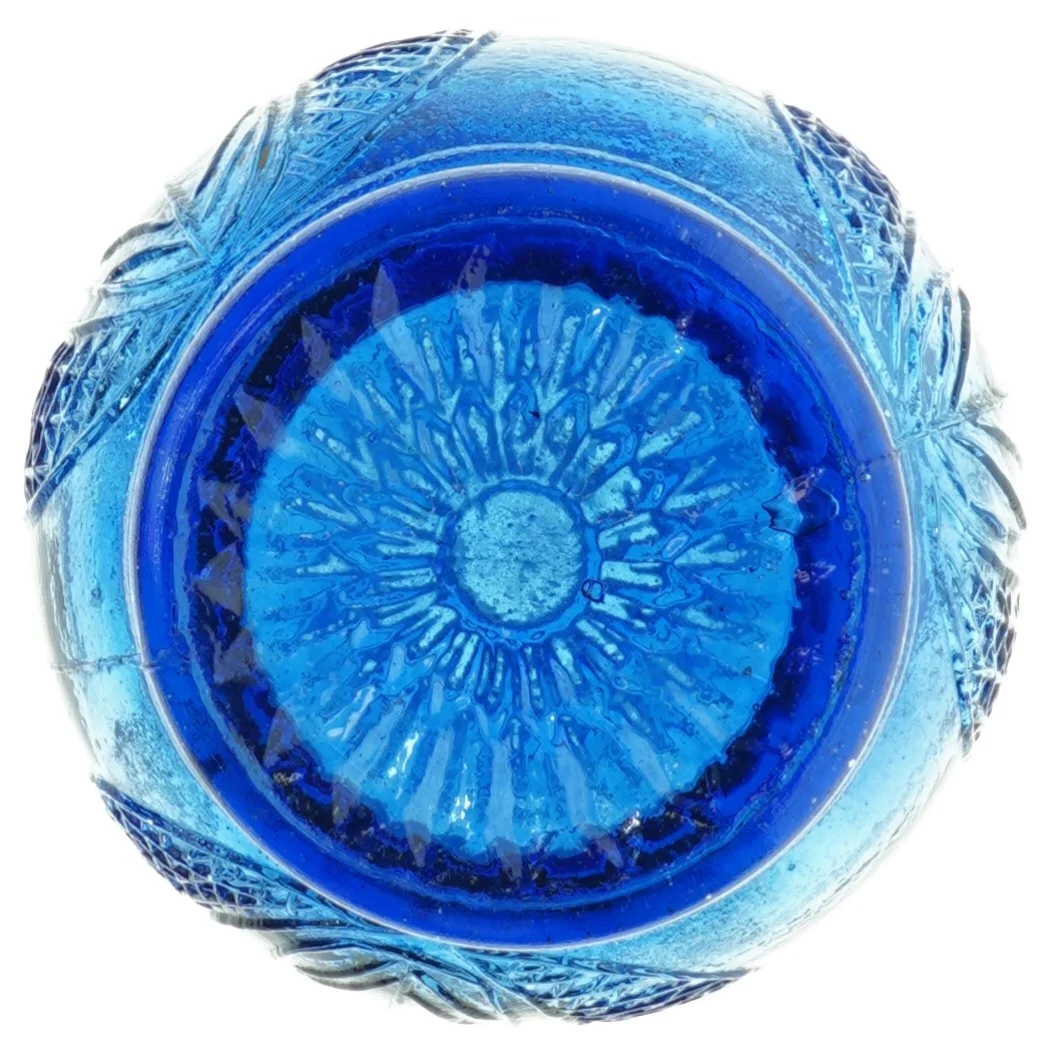 Blå glasvase (str. H. 24 cm)