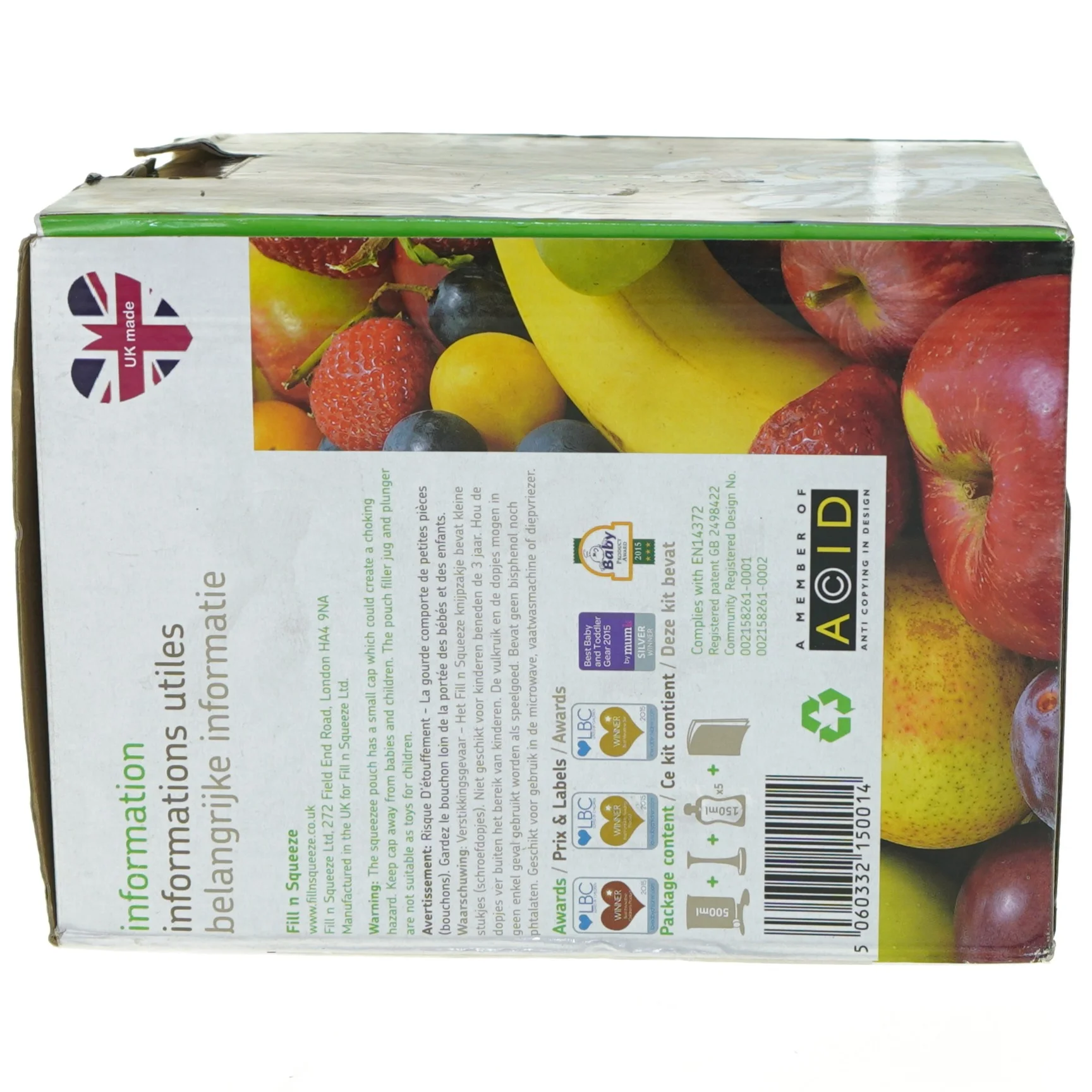 Fill n squeeze med genanvendelige poser til babymad (str. 19 x 14 cm)