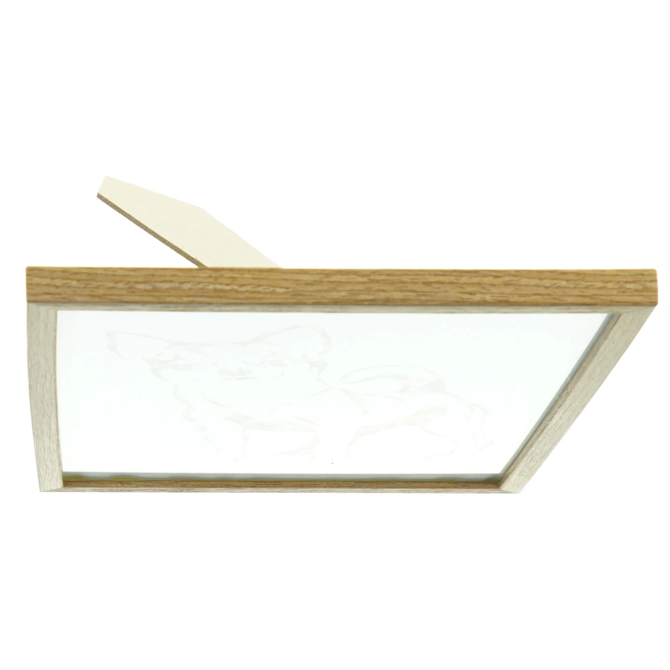 Chihuahua frimærke portræt i Træbilledramme med glas (str. 32 x 23 x 1,5 cm)