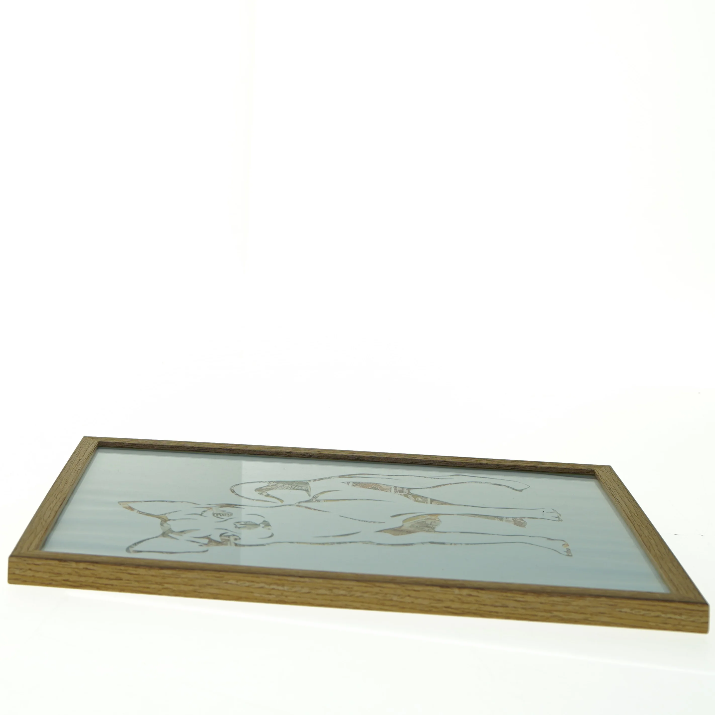 Chihuahua frimærke portræt i Træbilledramme med glas (str. 32 x 23 x 1,5 cm)