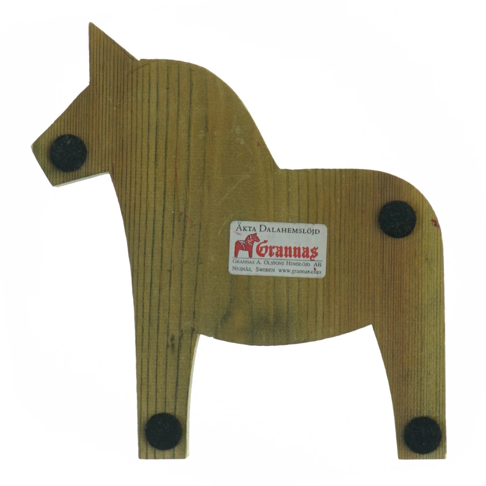 Vintage Grøn Svensk Dala træhest bordskåner dekoration fra Äkta Dalahemslöjd Granna (str. 19 x 20 cm)