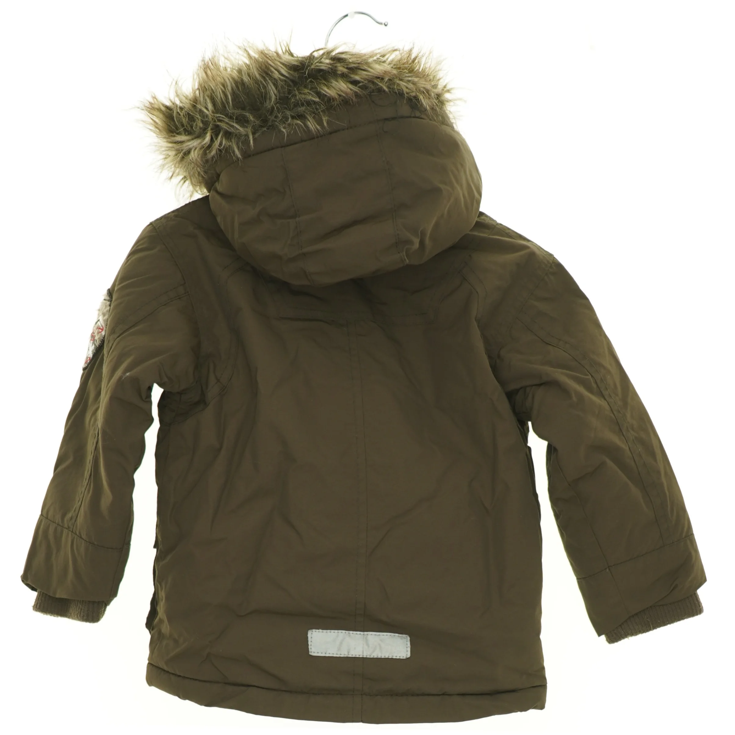 Vinterjakke med aftagelig hætte og pelskant (str. 86 cm)