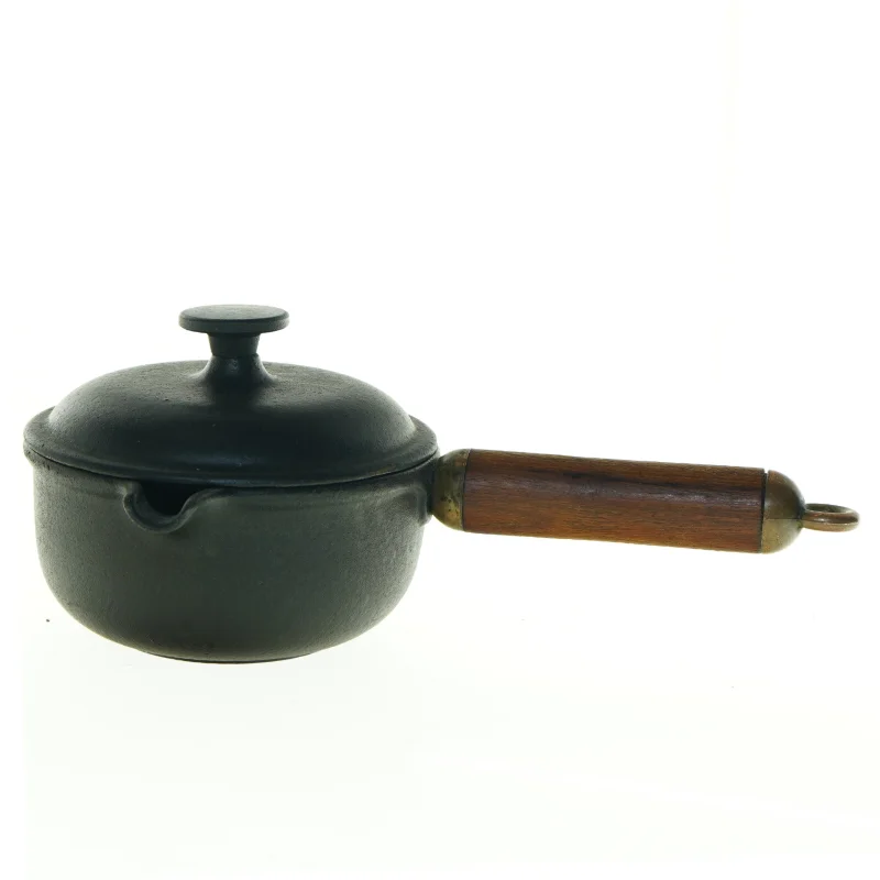 Le Creuset Støbejerns kasserolle med låg og træhåndtag (str. Ø 13 cm)