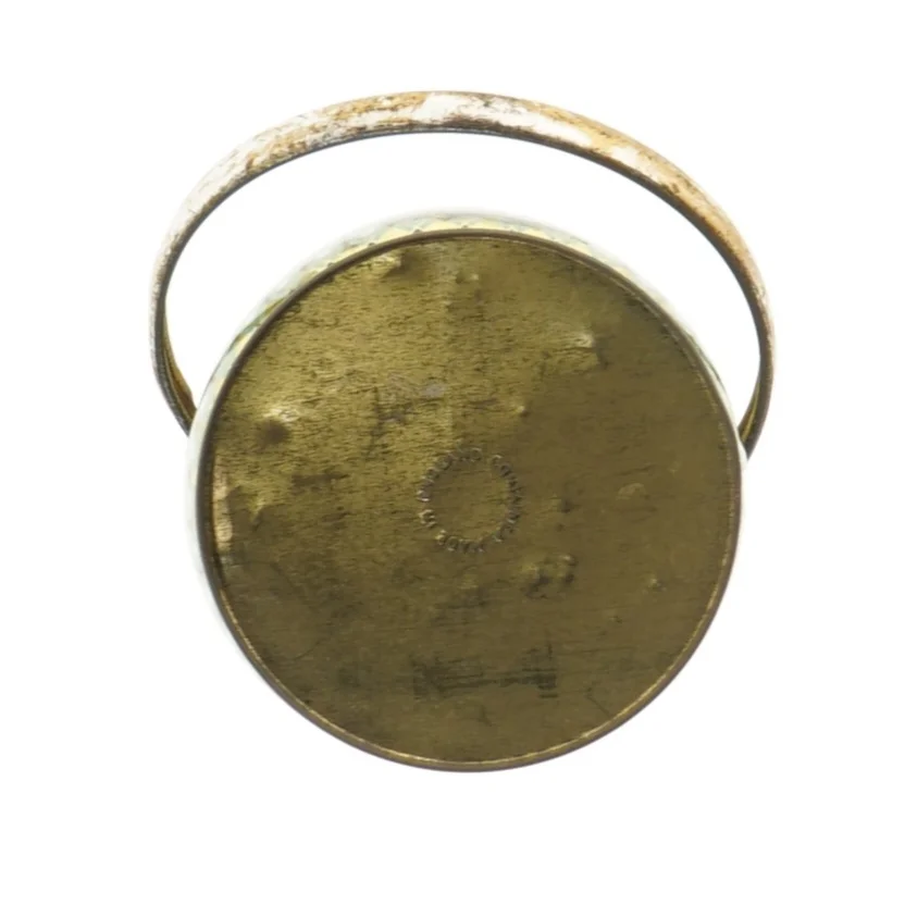 Antik blik dåse med låg (str. Ø 9 cm længde 11 cm)