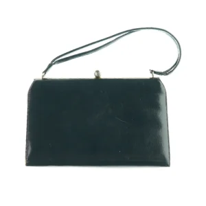 Vintage læder Håndtaske med klikåbning (str. 27 x 17 cm)