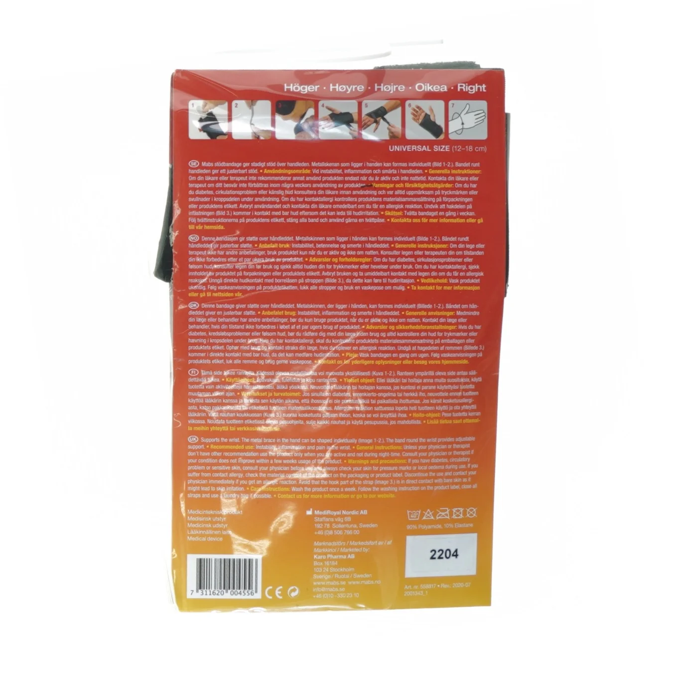 Mabs Støttebind til højre håndled fra Mabs (str. Onesize Universal)