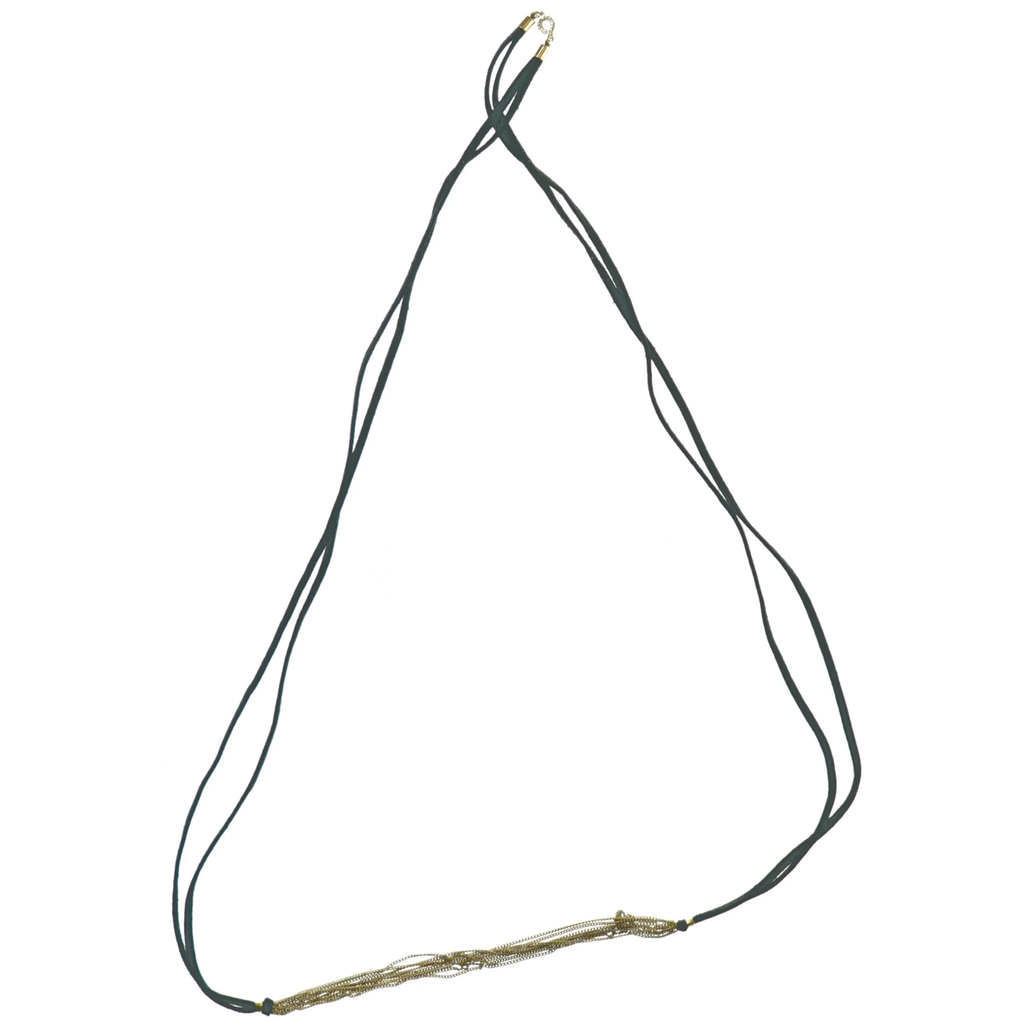 Hals kæde i ruskind og guldkæder (str. 56 cm)