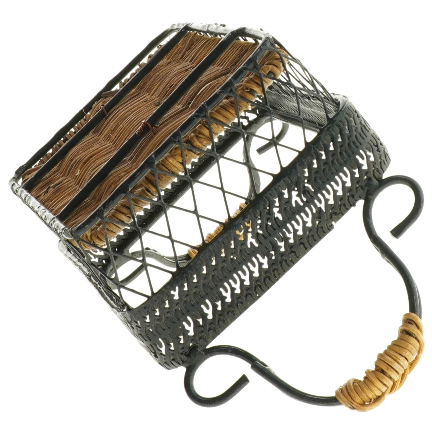 Metalkurv med håndtag og flet (str. 21 x 13 cm)