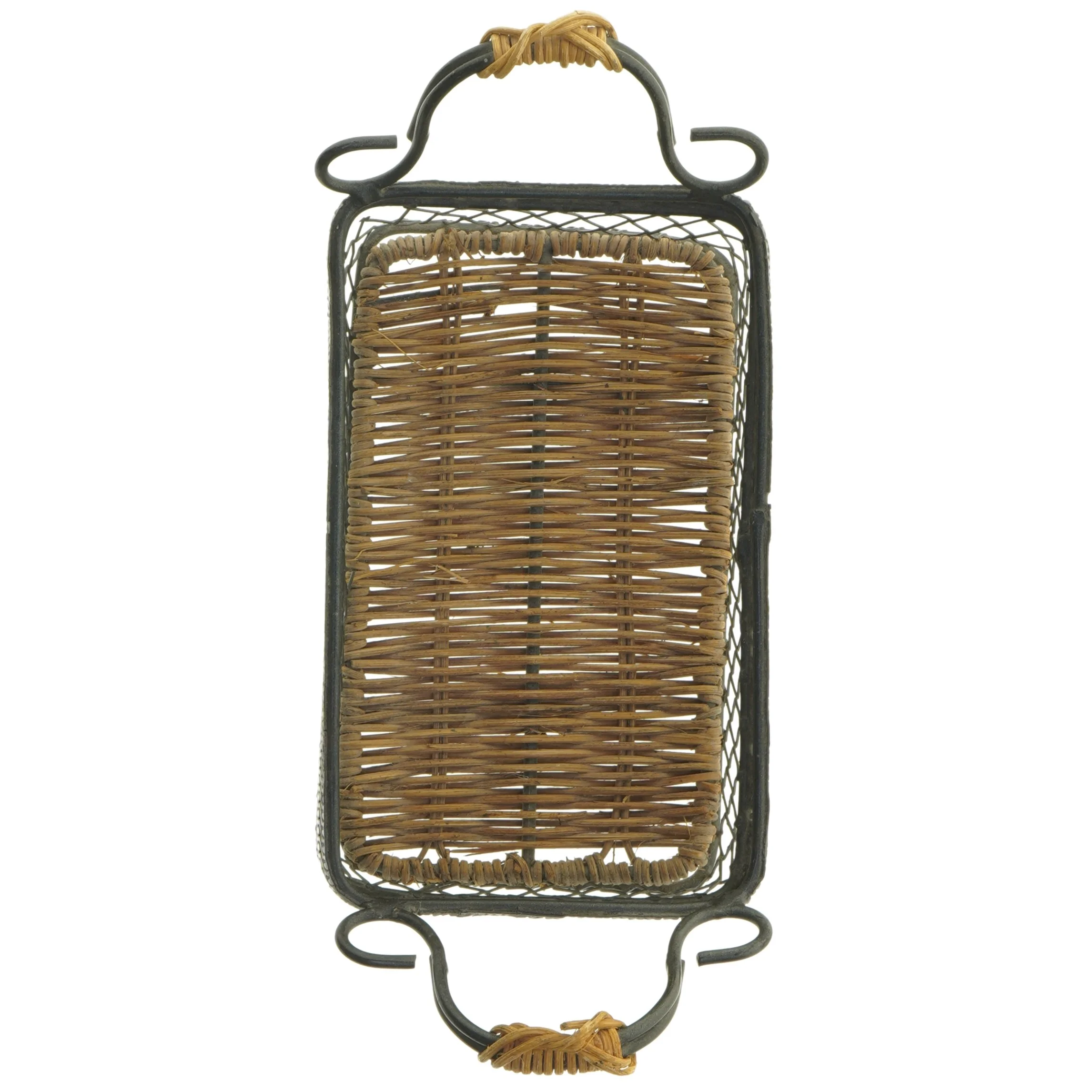 Metalkurv med håndtag og flet (str. 21 x 13 cm)
