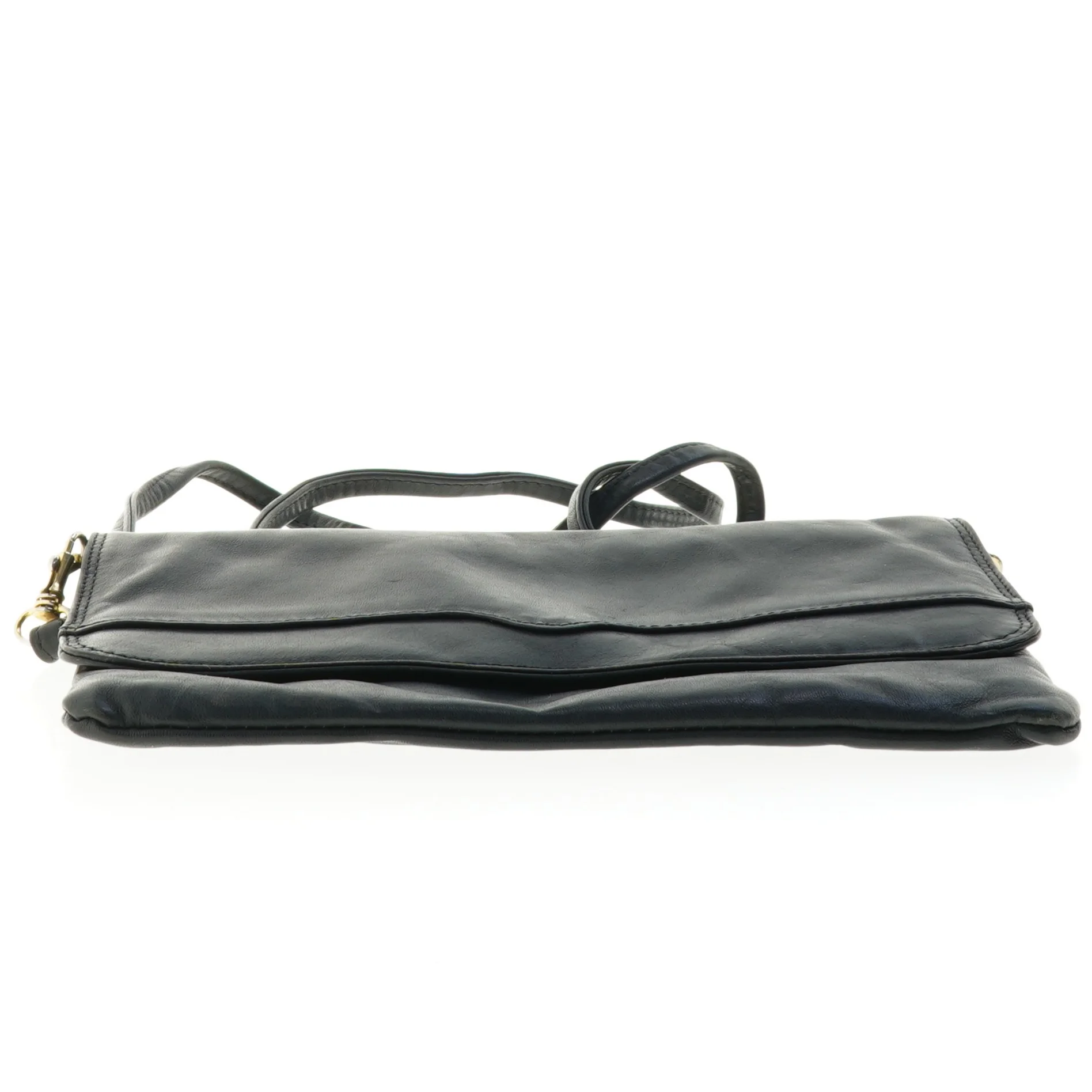 Sort Crossbody skuldertaske i blød glat læder med aftagelig og indstillelig rem (str. 22 x 14 cm)