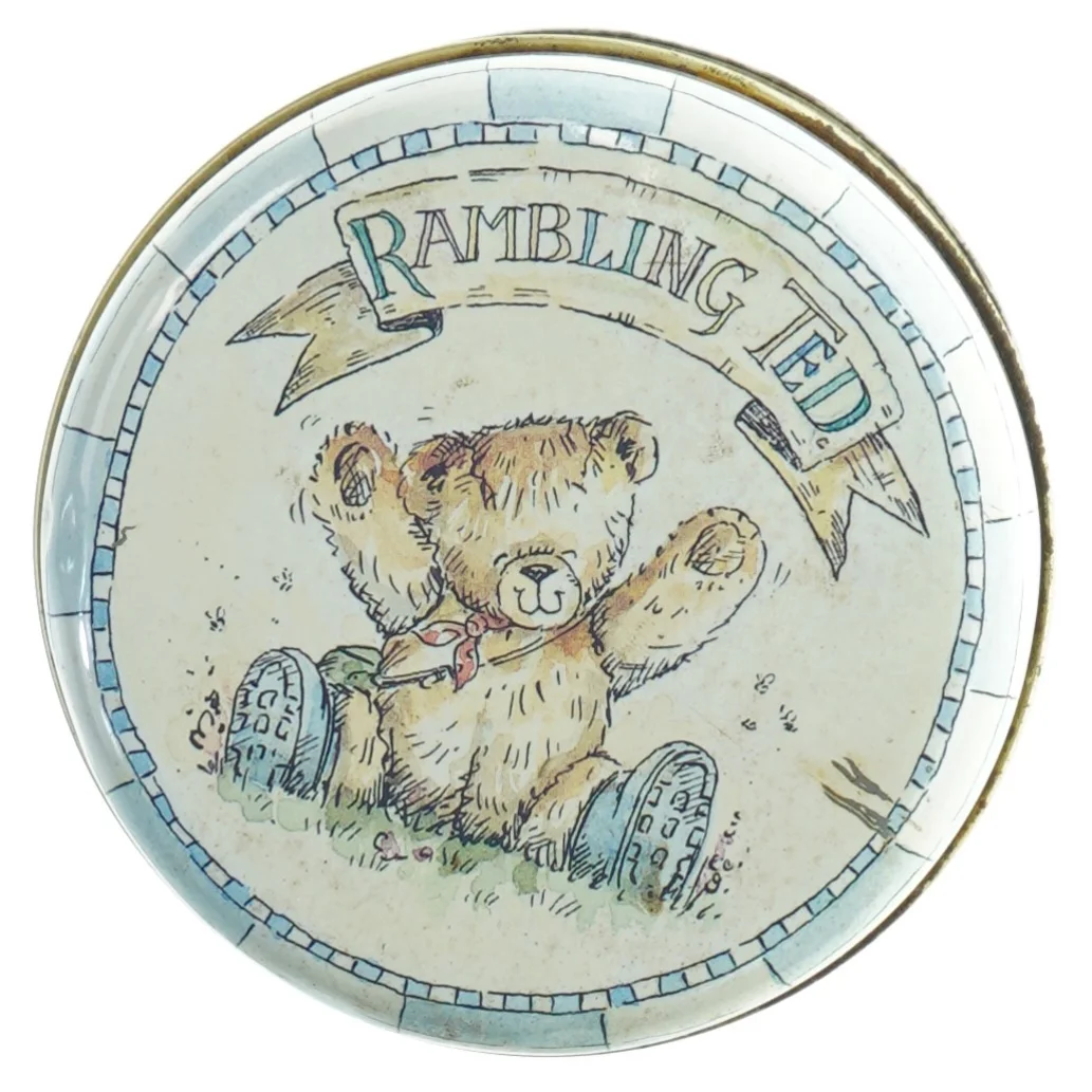 Wedgwood Rambling Ted Metaldåse med bamsemotiv (str. Ø 11 cm)