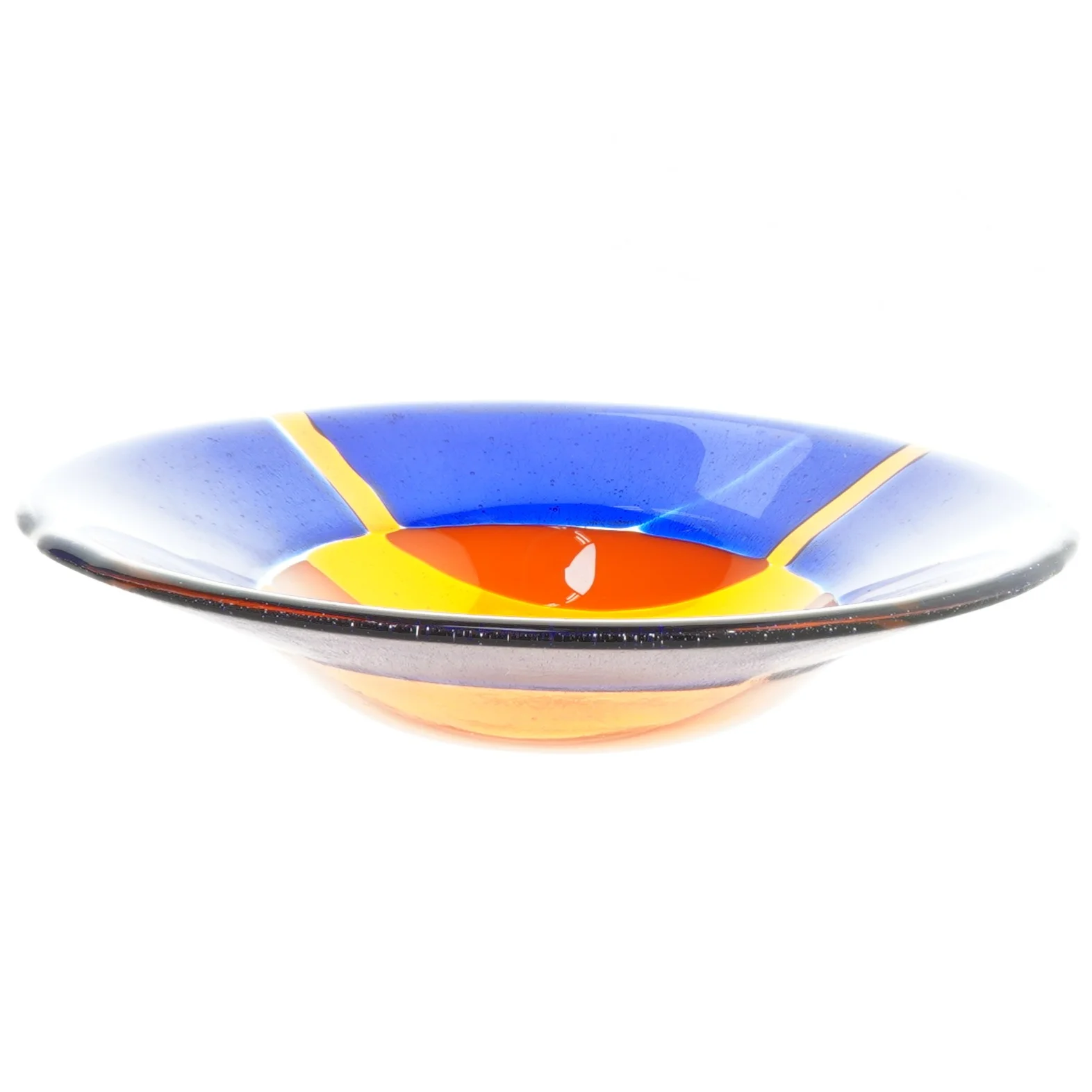 Flerfarvet glaskunst fad (str. 20x3 cm)