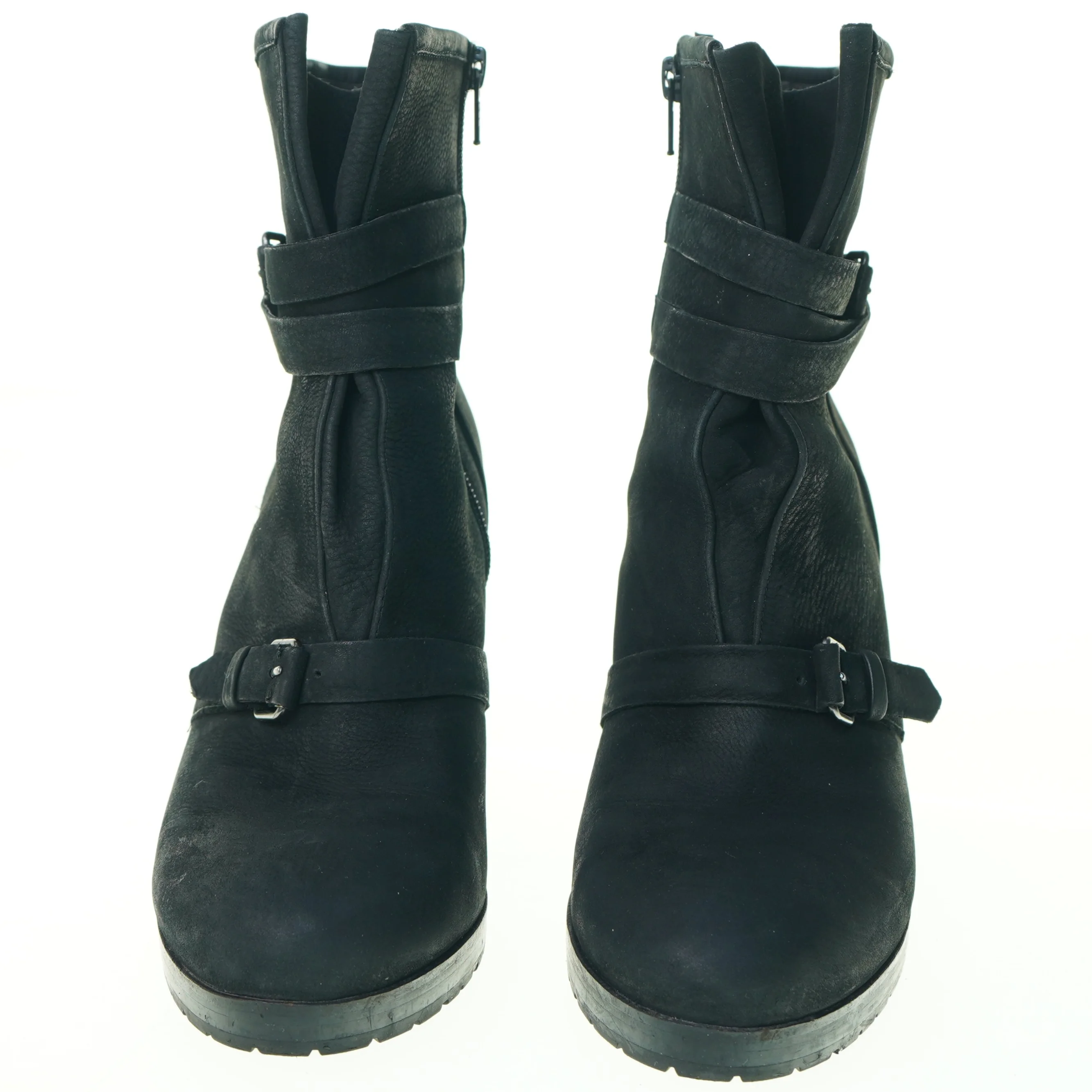 Ruskind Højhælet Støvler fra Bruno Premt med Remme og Spænder (str. 39)