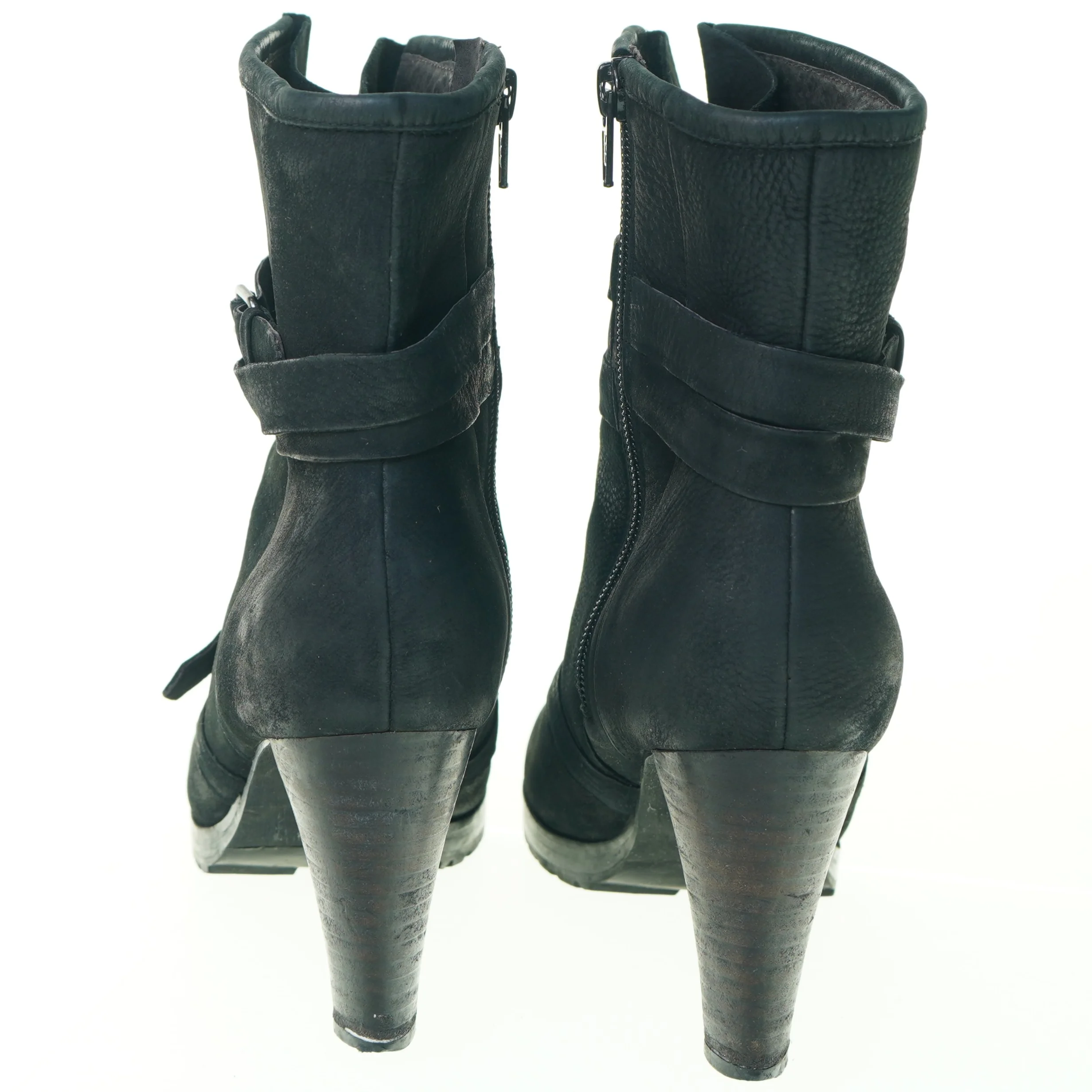 Ruskind Højhælet Støvler fra Bruno Premt med Remme og Spænder (str. 39)