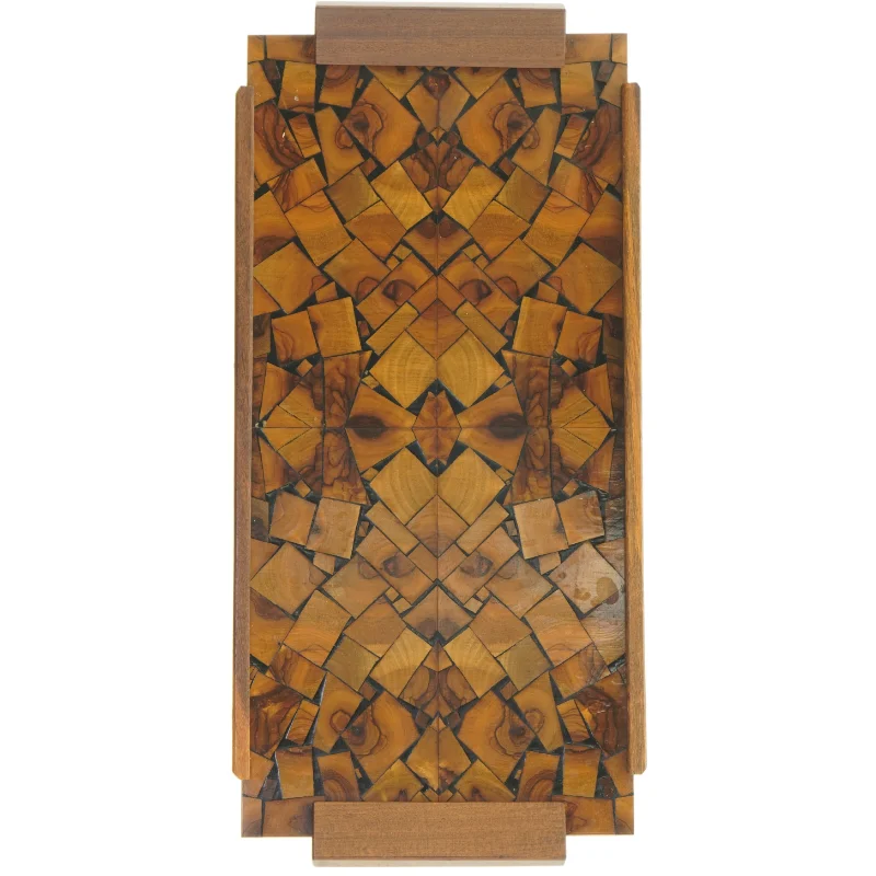 Intarsia træbakke (str. 41 x 19,5 cm)