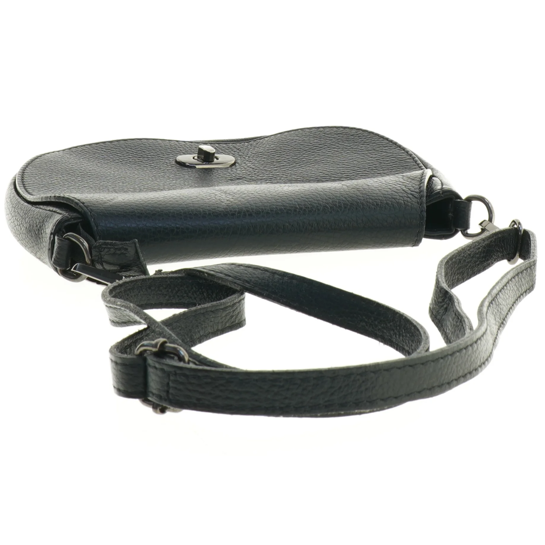 Sort Crossbody skuldertaske I blødt præget læder (str. 22 x 23 cm)