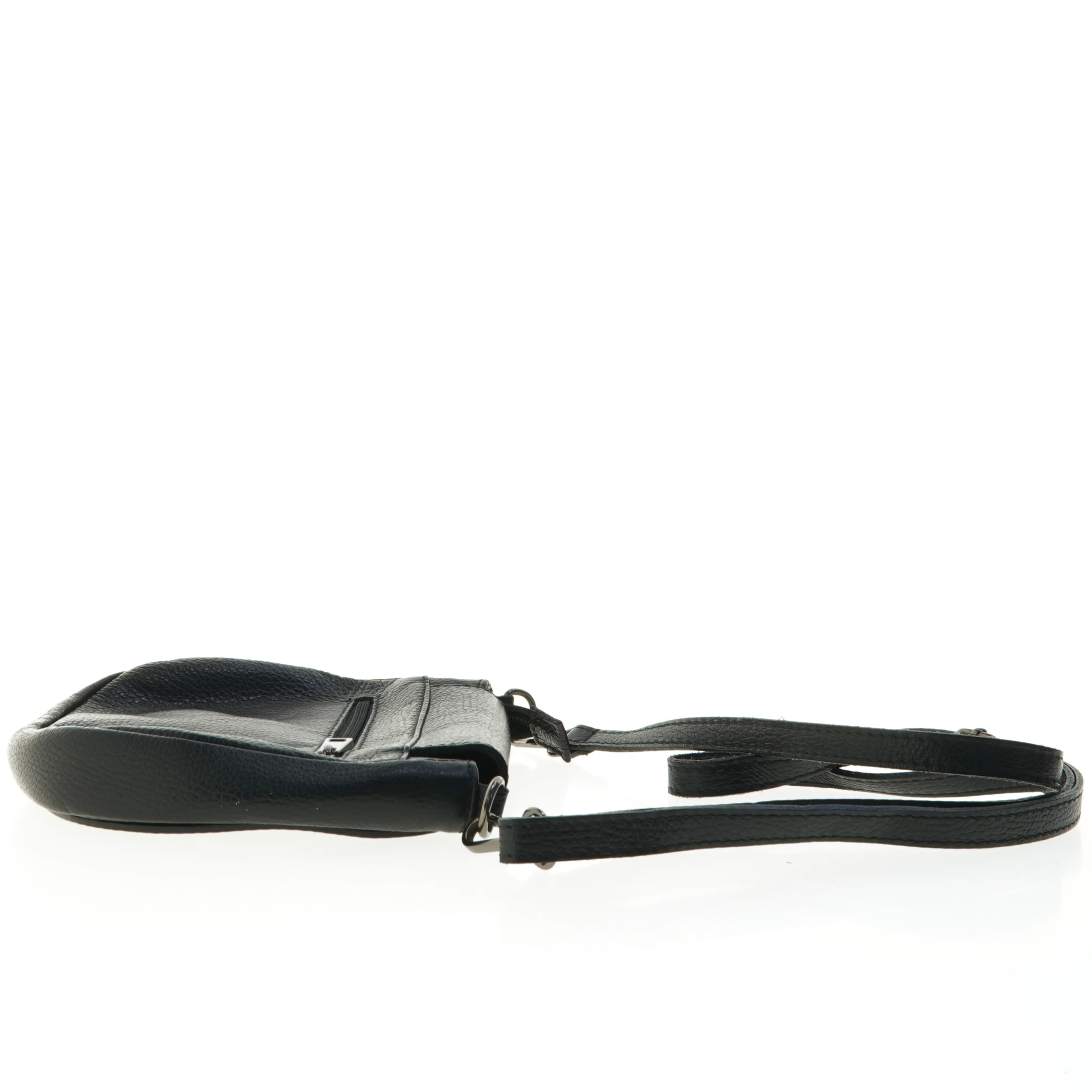 Sort Crossbody skuldertaske I blødt præget læder (str. 22 x 23 cm)