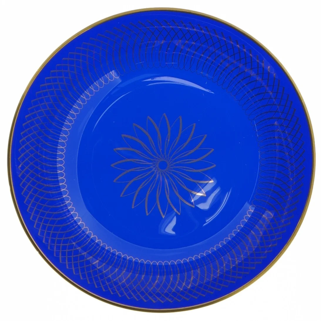 Blåt glasfad (str. 15 x 3 cm)