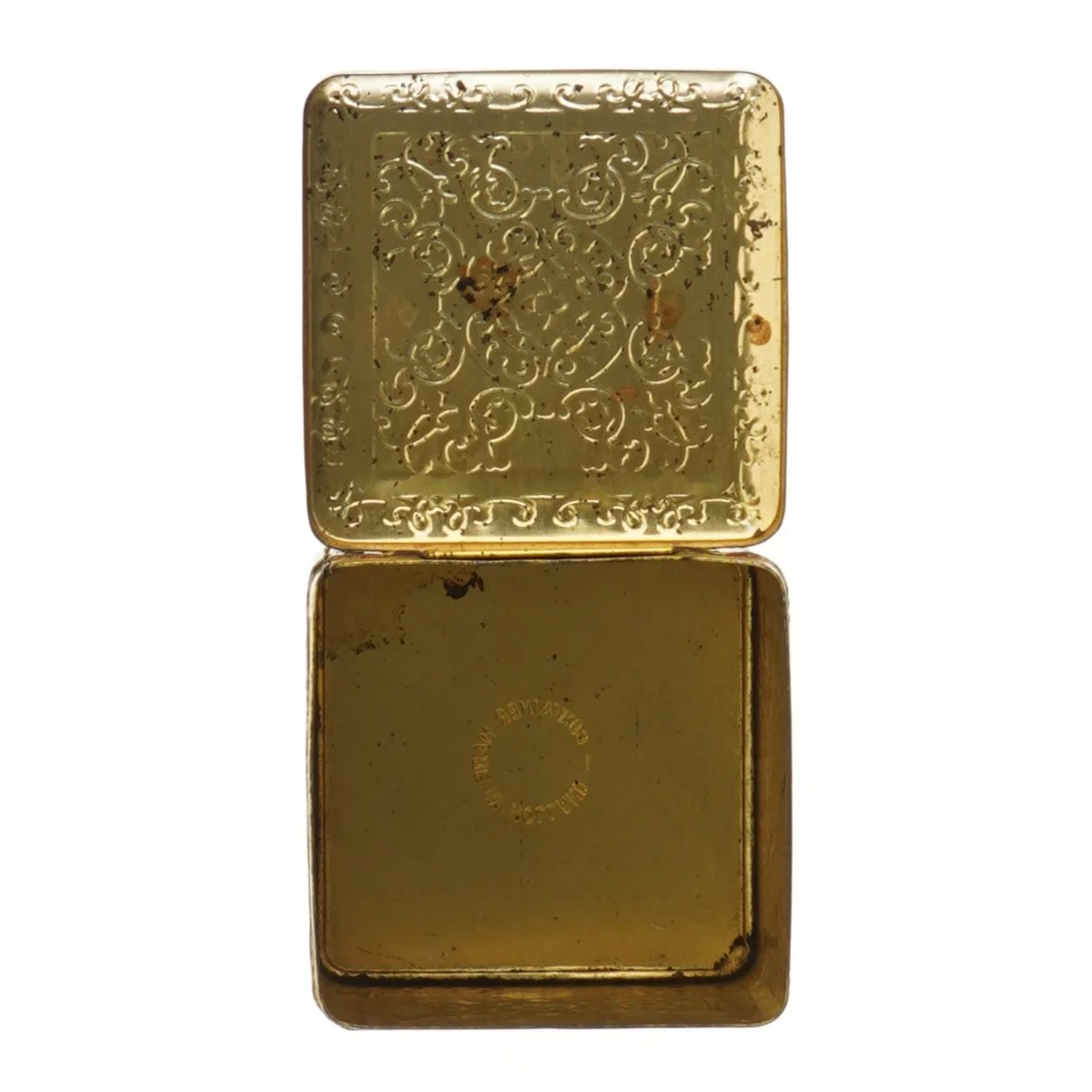 Dekorativ metalæske (str. 10x9,5 cm)