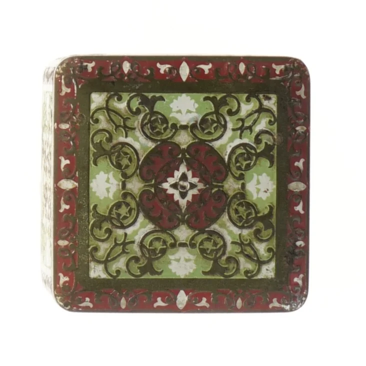 Dekorativ metalæske (str. 10x9,5 cm)