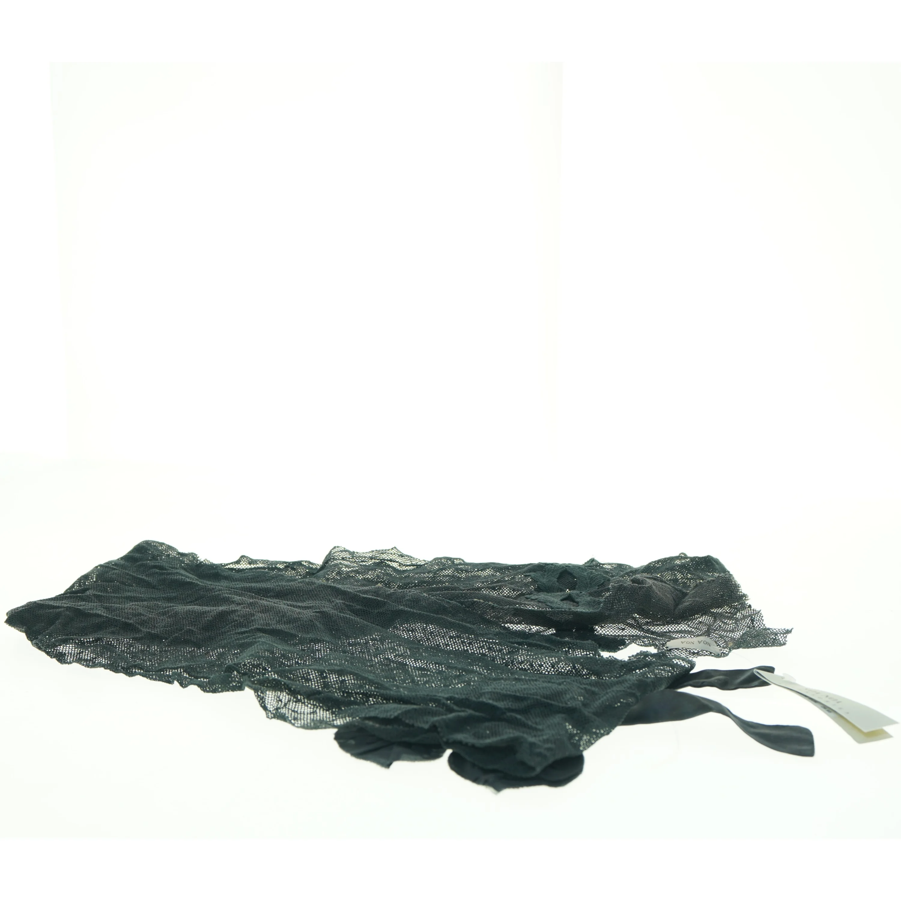 Vintage Romantisk Sort Tørklæde fra Noa Noa NYT MED PRISMÆRKE (str. 200 x 20 cm)