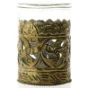 Glas vase med metalornamentik (str. 10 x 7 cm)