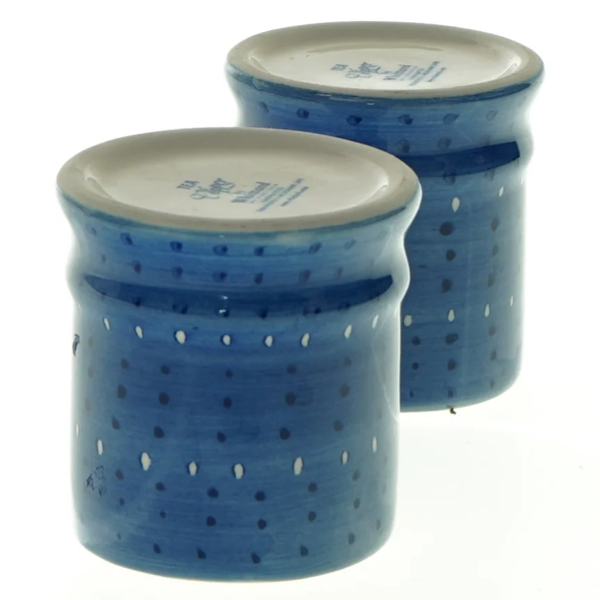 Blå keramikkrus fra Whittard (str. H. 6 cm. ø. 6 cm)